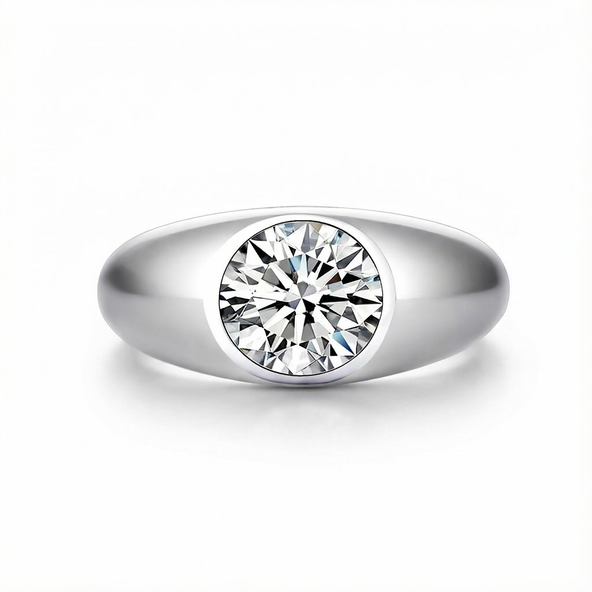 S925 Silver Round Diamond Bezel Set Ring Iced Out Shine With Street Luxury
