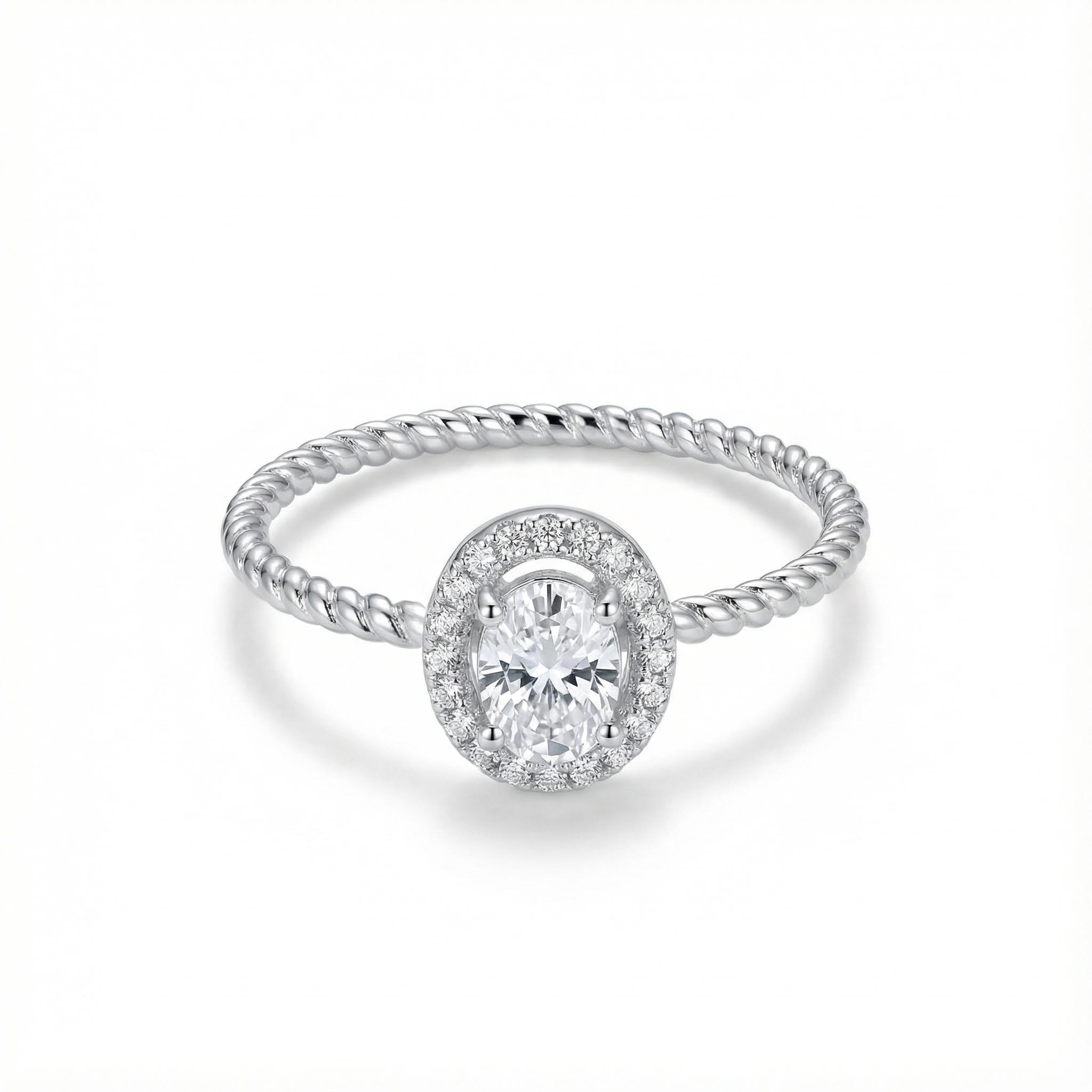 1ct Oval Cut Vvs Moissanite S925 Silver Halo Engagement Ring Iced Out - Image 3