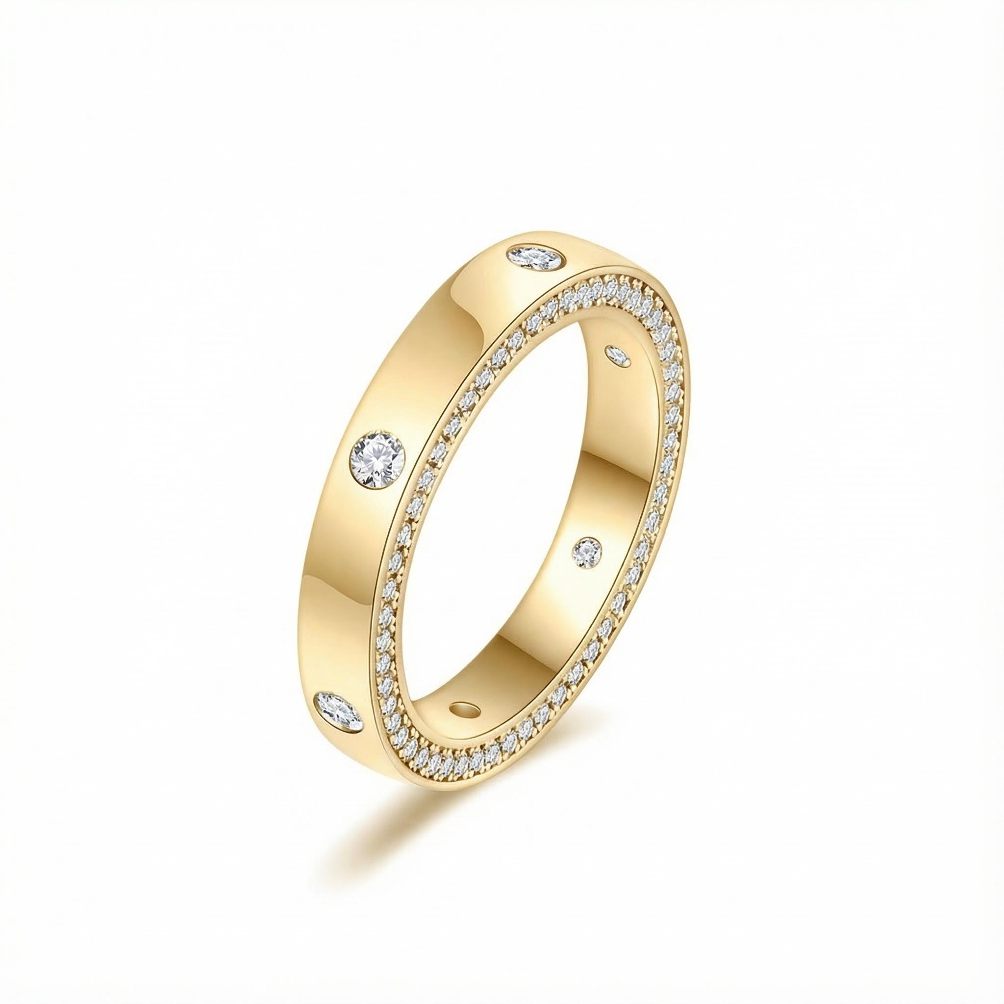 S925 Silver Round Cut Diamond Accents Wedding Band With Iced Out Shine - Image 3