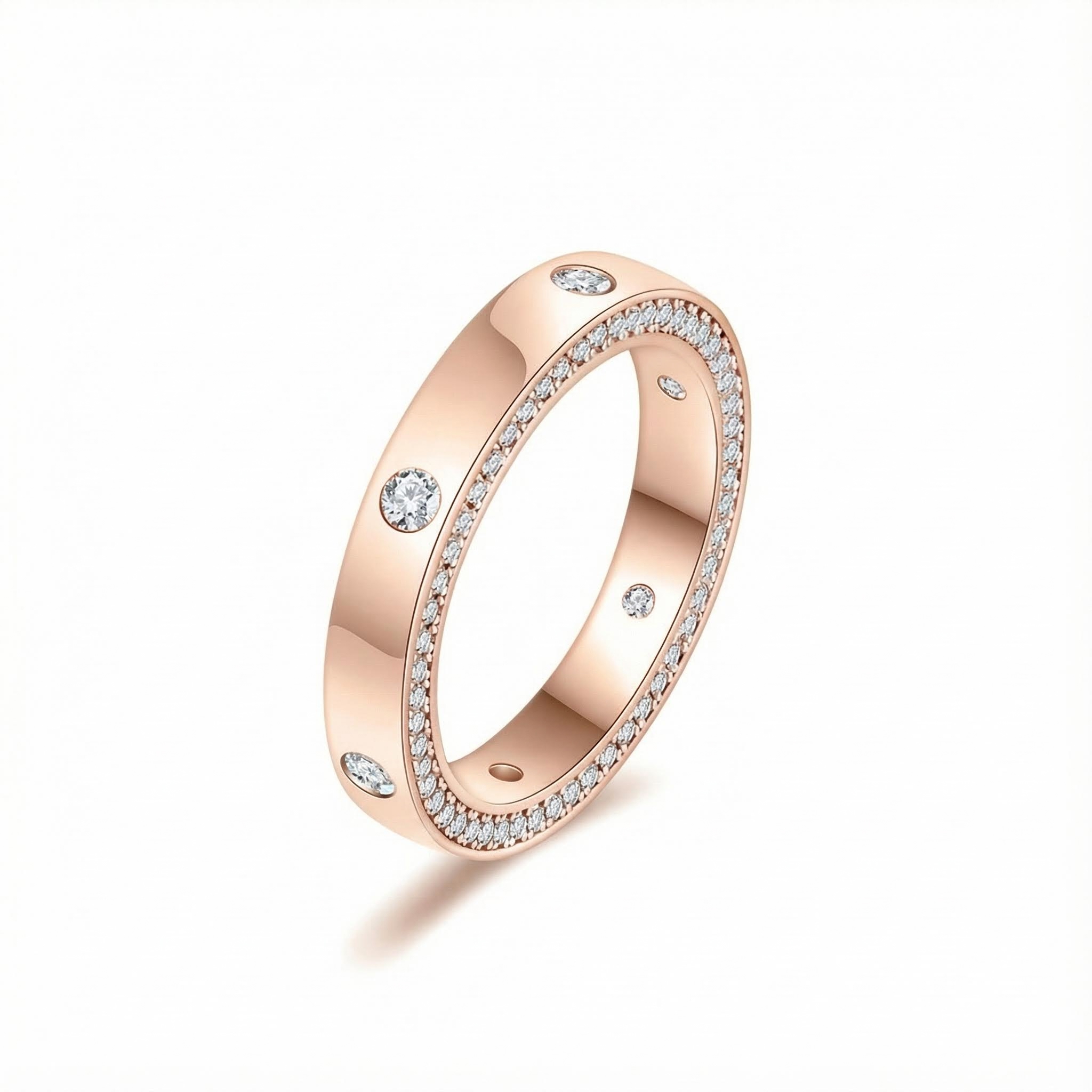 S925 Silver Round Cut Diamond Accents Wedding Band With Iced Out Shine - Image 4