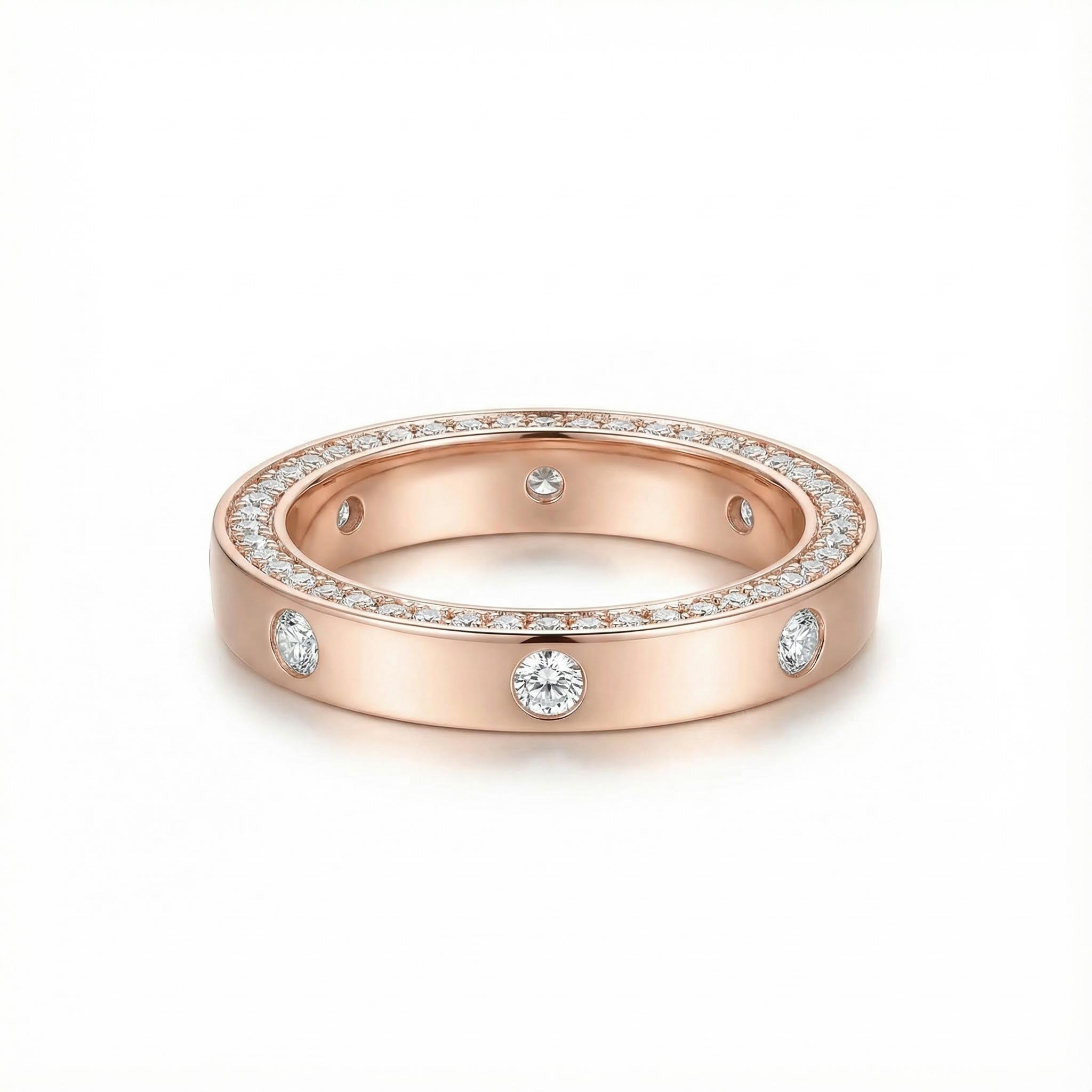 S925 Silver Round Cut Diamond Accents Wedding Band With Iced Out Shine - Image 5
