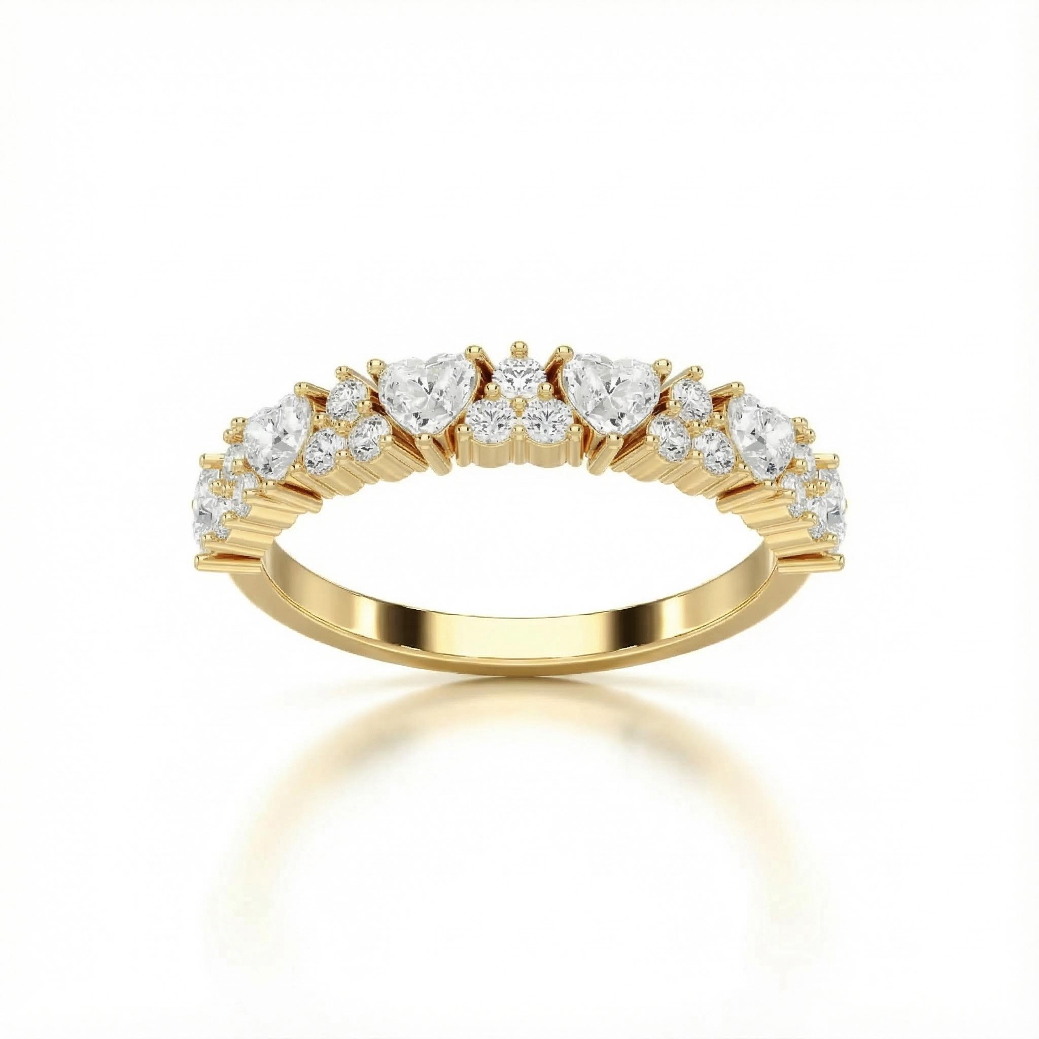 Bold 0.7ct. Tw. Round & Heart Cut Vvs Moissanite Half Eternity Wedding Band - Image 4