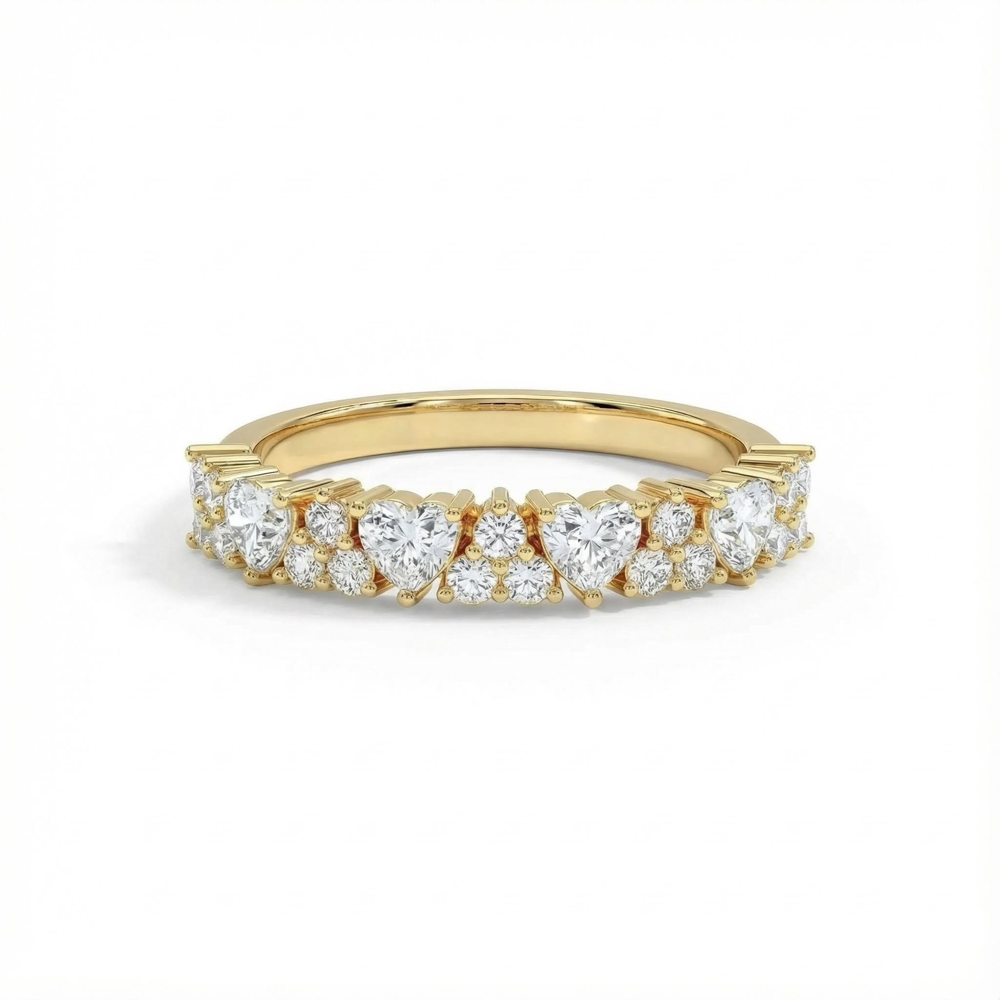 Bold 0.7ct. Tw. Round & Heart Cut Vvs Moissanite Half Eternity Wedding Band