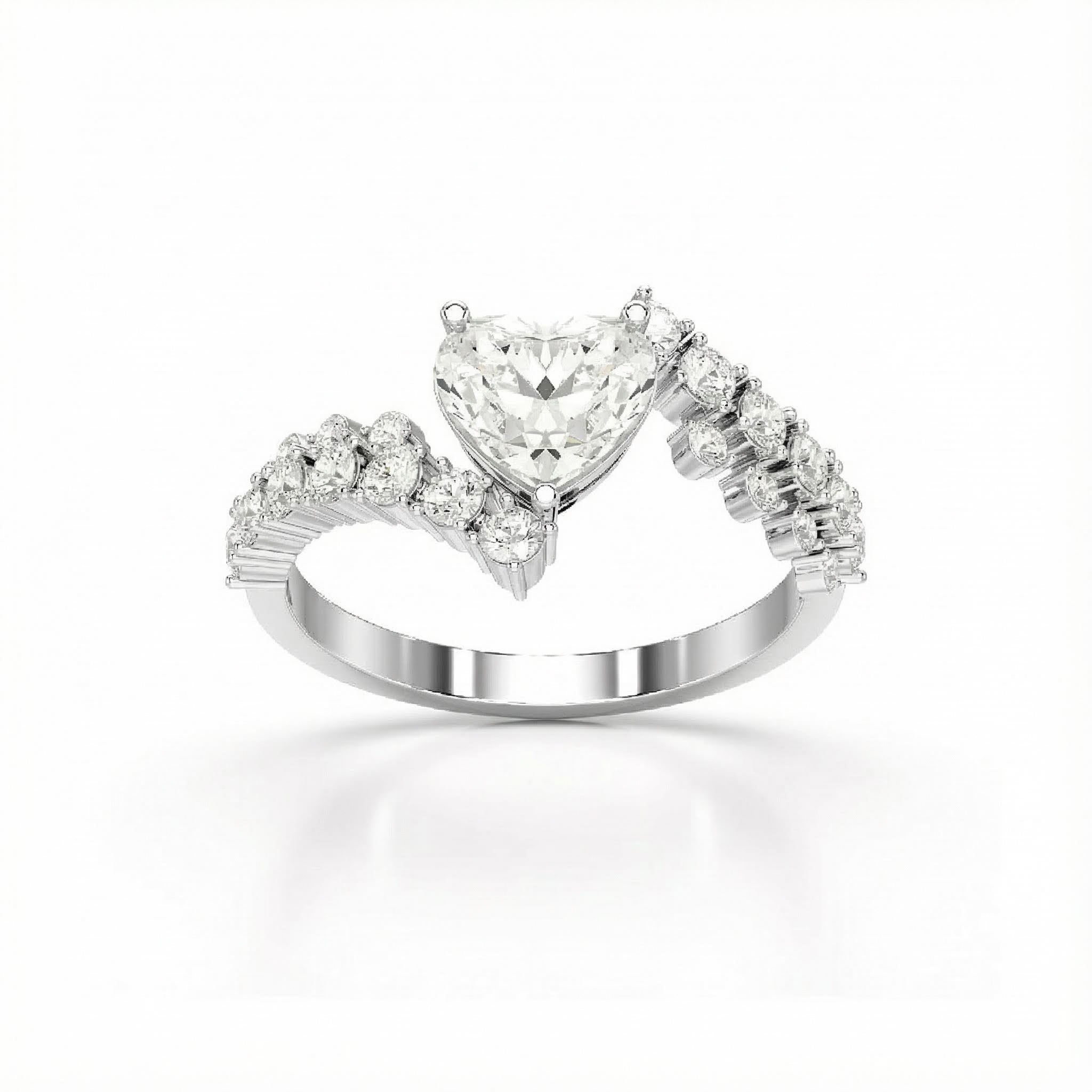 Heart Cut Vvs Moissanite Twisted Engagement Ring With Iced Out Shine - Image 3