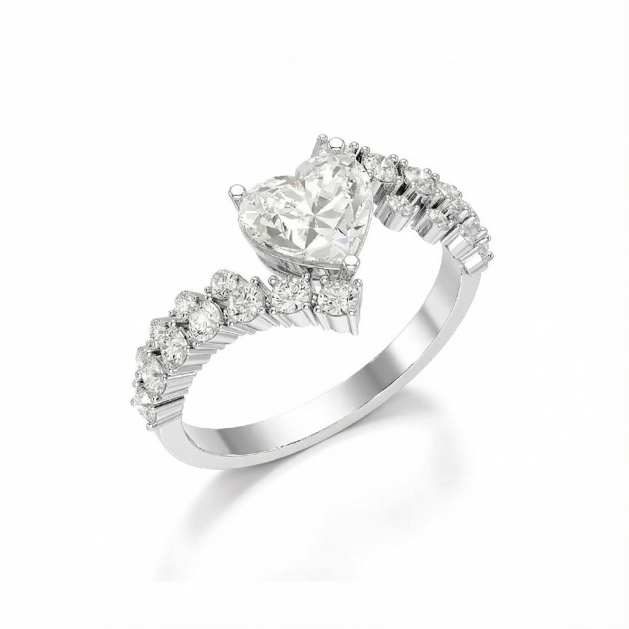 Heart Cut Vvs Moissanite Twisted Engagement Ring With Iced Out Shine - Image 4