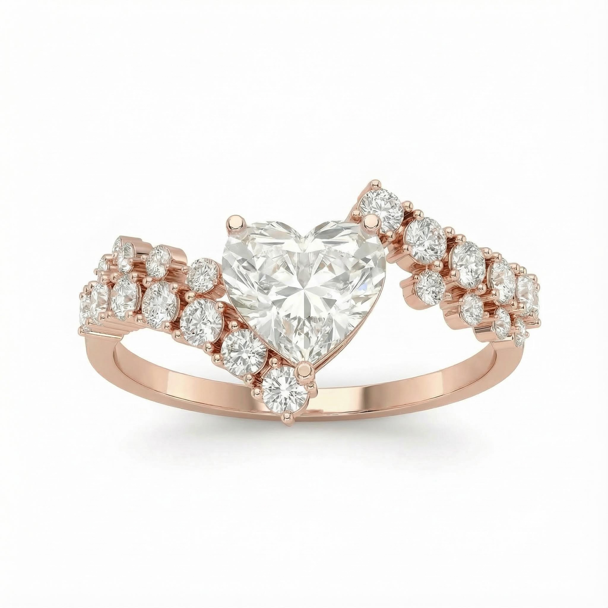 Heart Cut Vvs Moissanite Twisted Engagement Ring With Iced Out Shine - Image 5