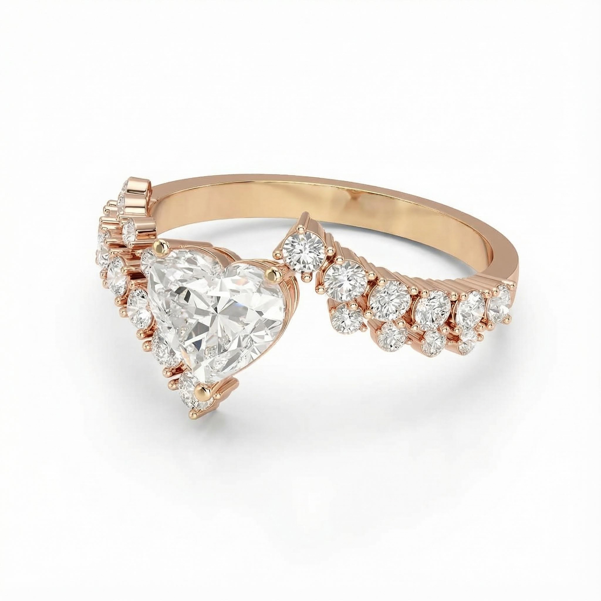 Heart Cut Vvs Moissanite Twisted Engagement Ring With Iced Out Shine - Image 6