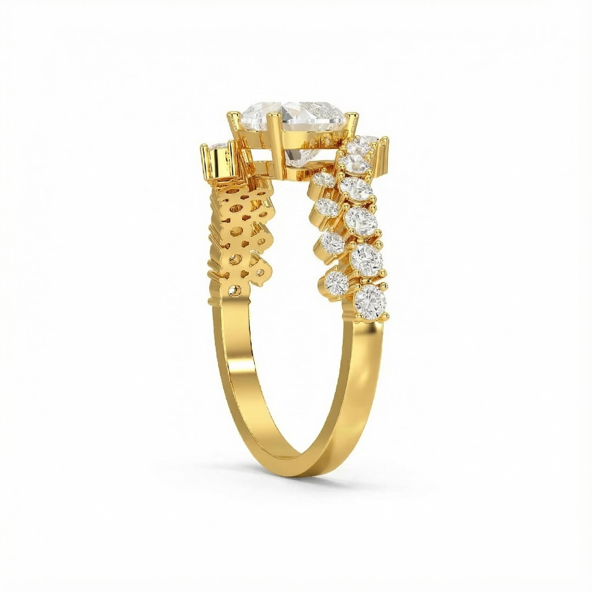 Heart Cut Vvs Moissanite Twisted Engagement Ring With Iced Out Shine - Image 7