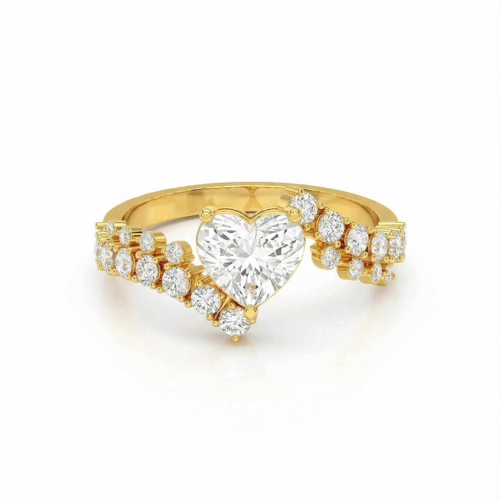 Heart Cut Vvs Moissanite Twisted Engagement Ring With Iced Out Shine