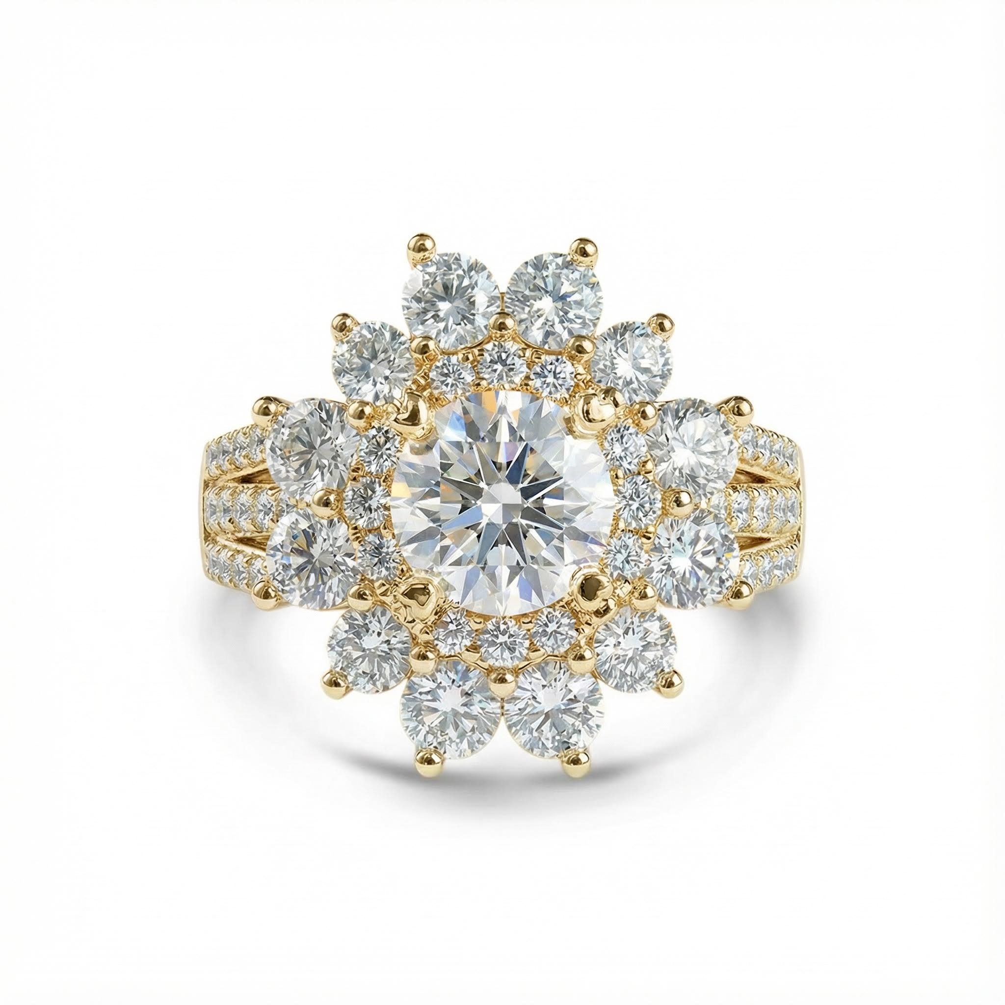 6.52ct. Tw. Round Cut Vvs Moissanite Floral Style Cluster Halo Engagement - Image 7
