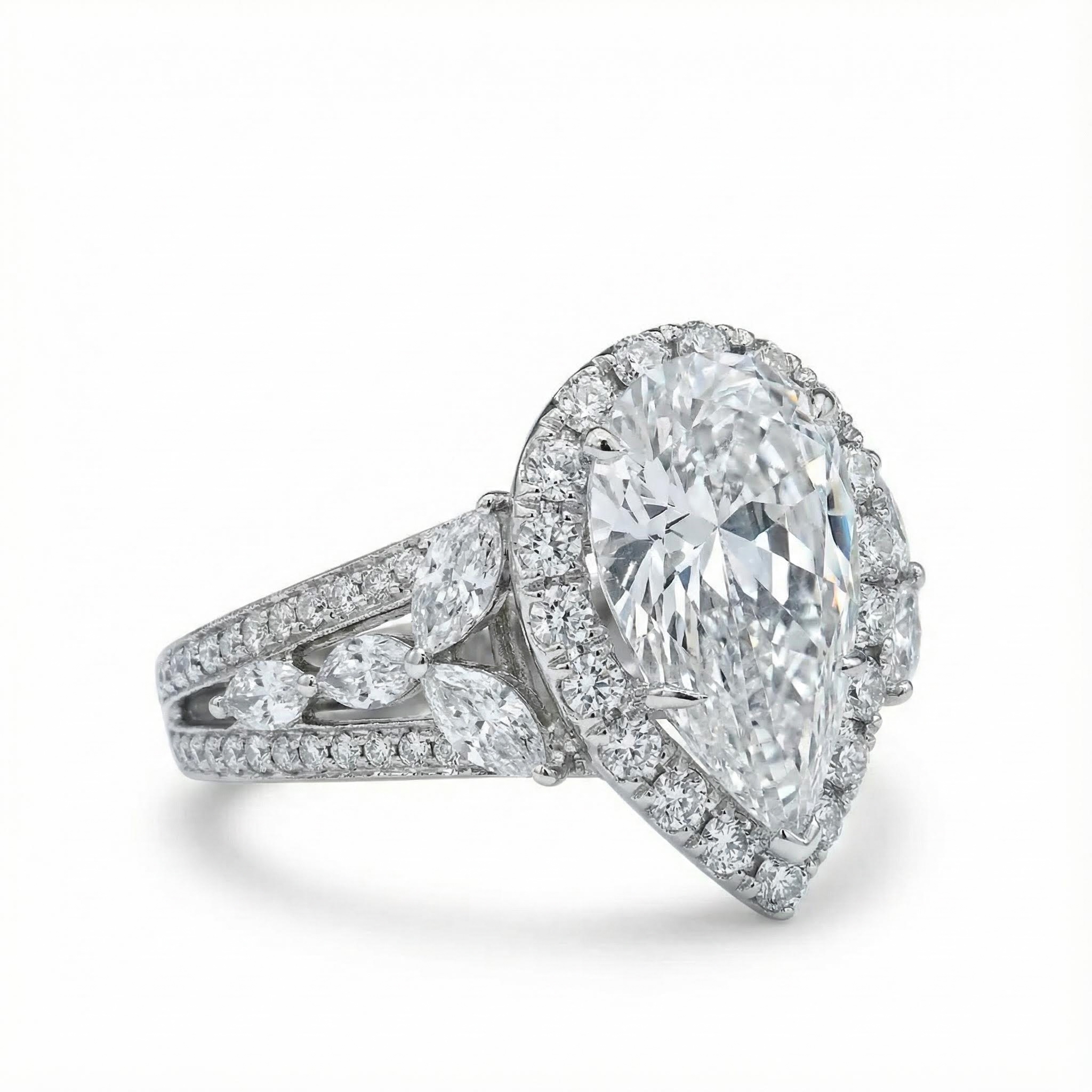 6.56ct. Tw. Pear Cut Vvs Moissanite Halo Engagement Ring Iced Out - Image 3