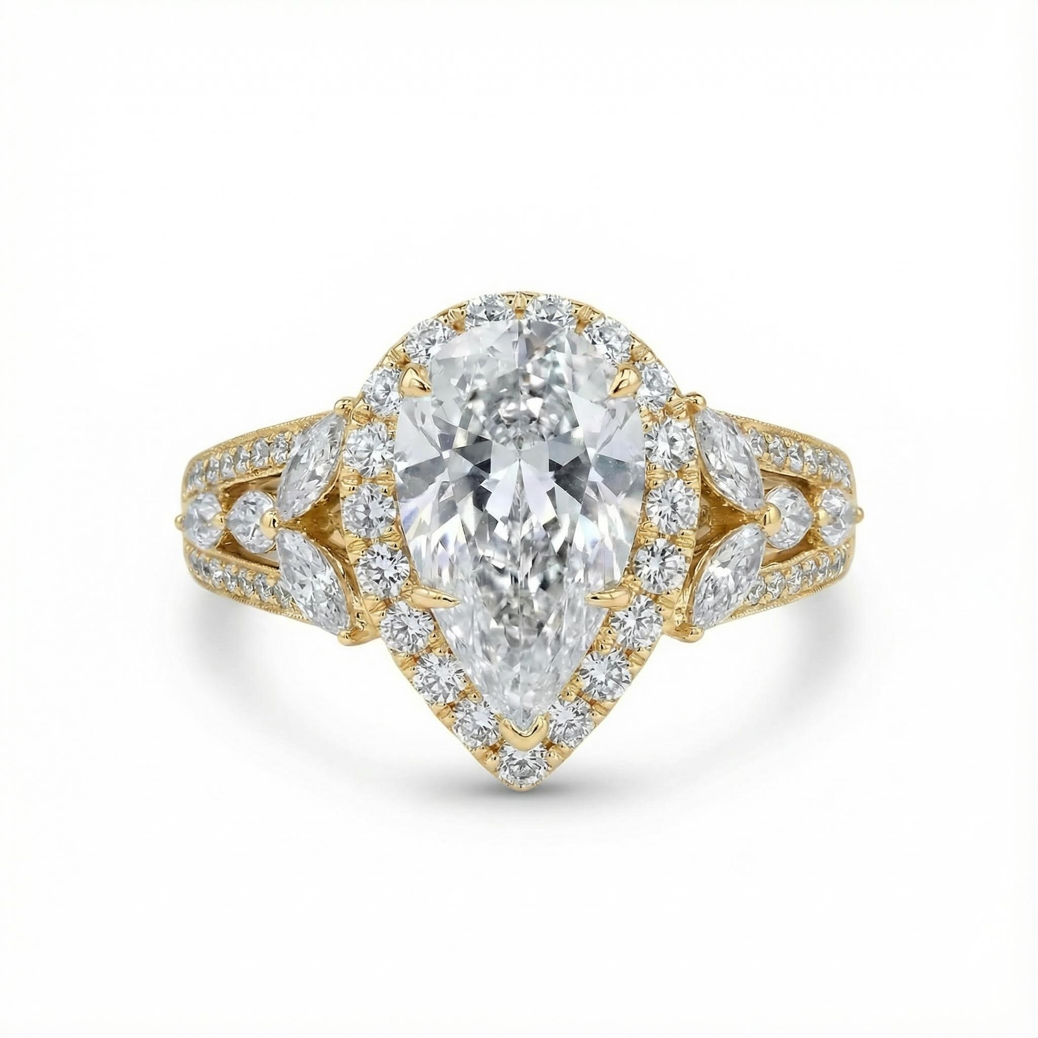 6.56ct. Tw. Pear Cut Vvs Moissanite Halo Engagement Ring Iced Out - Image 4
