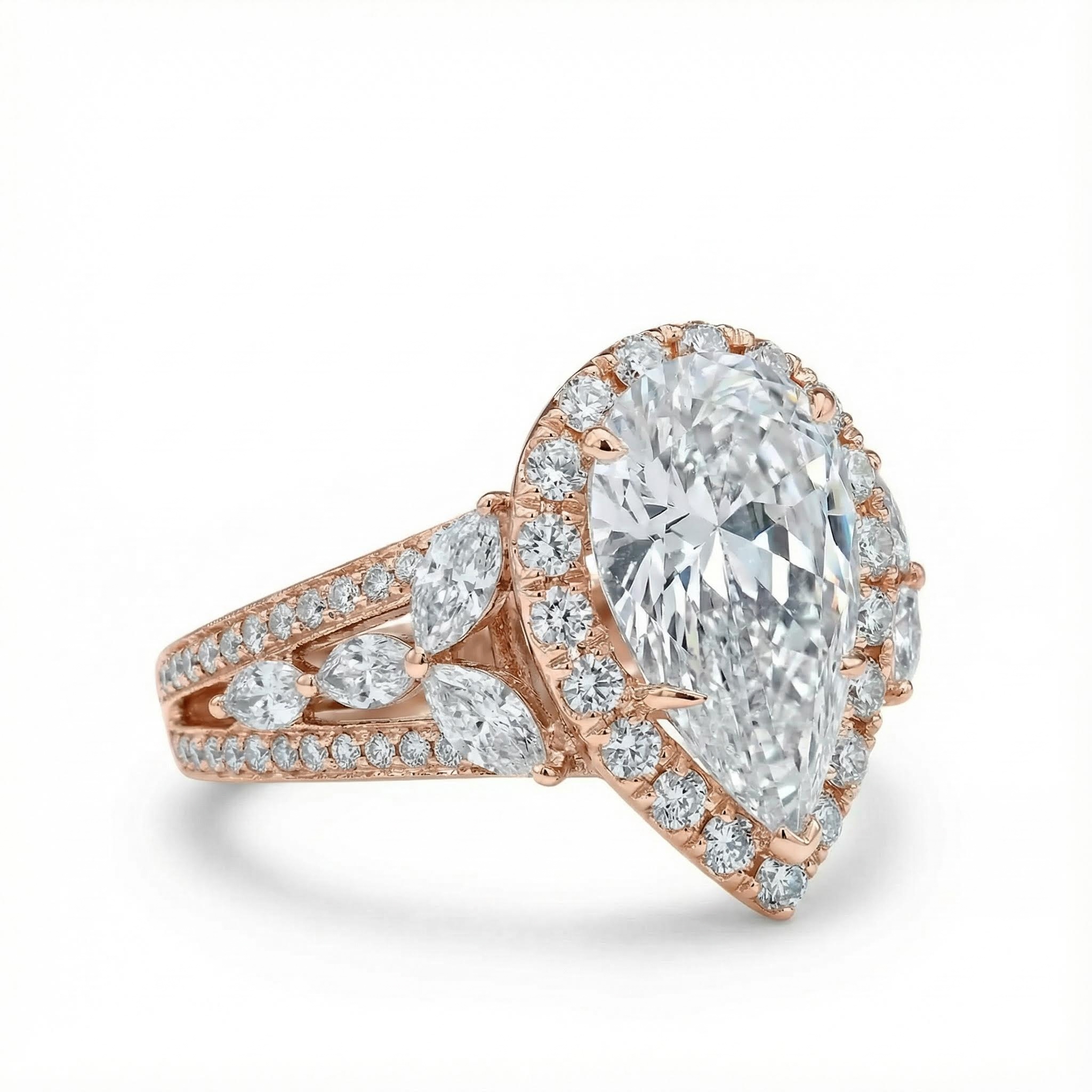 6.56ct. Tw. Pear Cut Vvs Moissanite Halo Engagement Ring Iced Out - Image 5