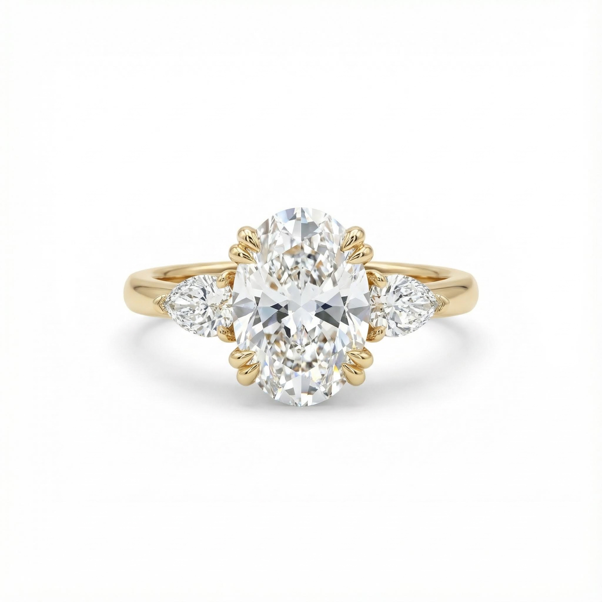 5.48 Ct. Tw. Oval Cut Vvs Moissanite Vintage Three Stone Engagement Ring