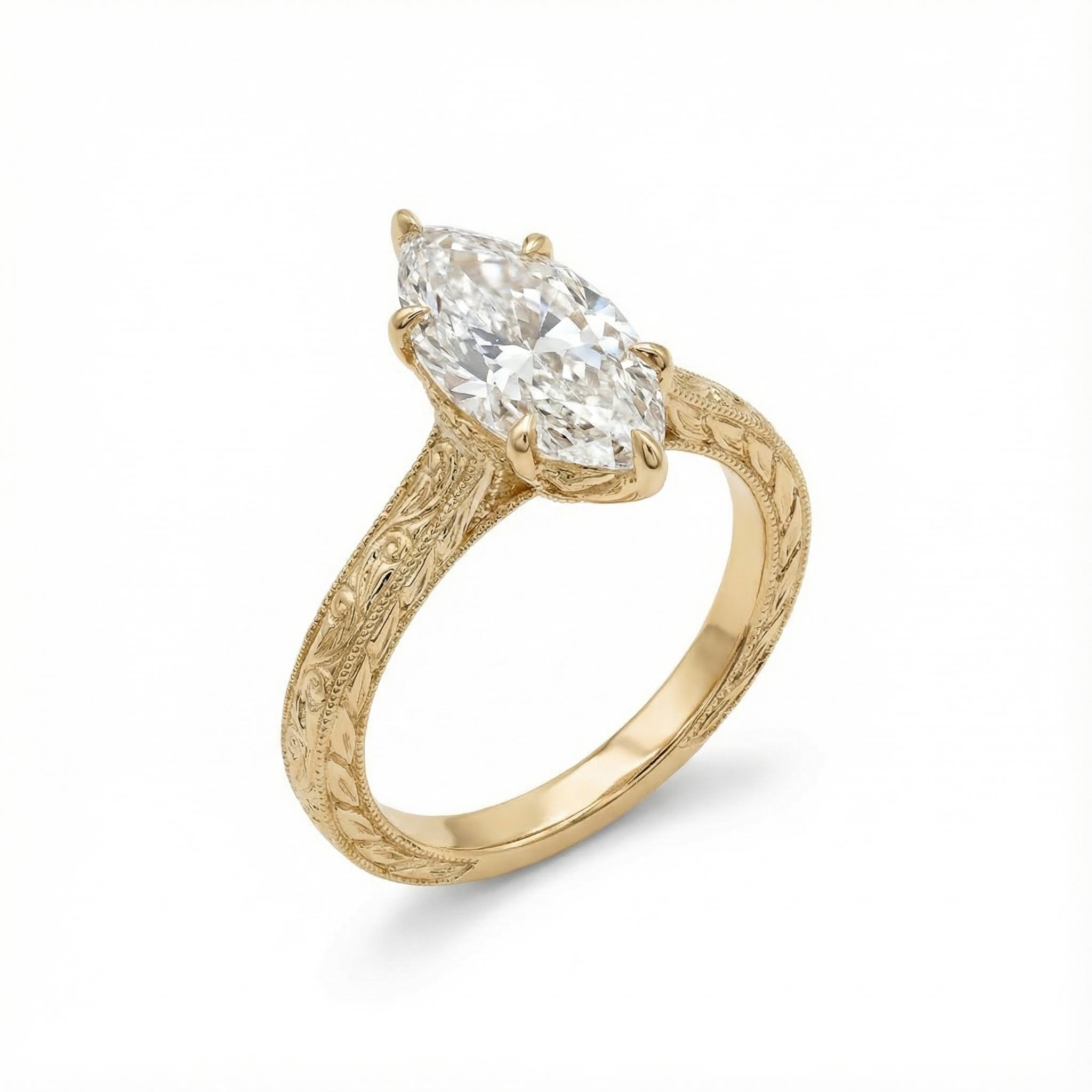 Marquise Cut Vvs Moissanite Vintage Engagement Ring With Iced Out Shine - Image 4