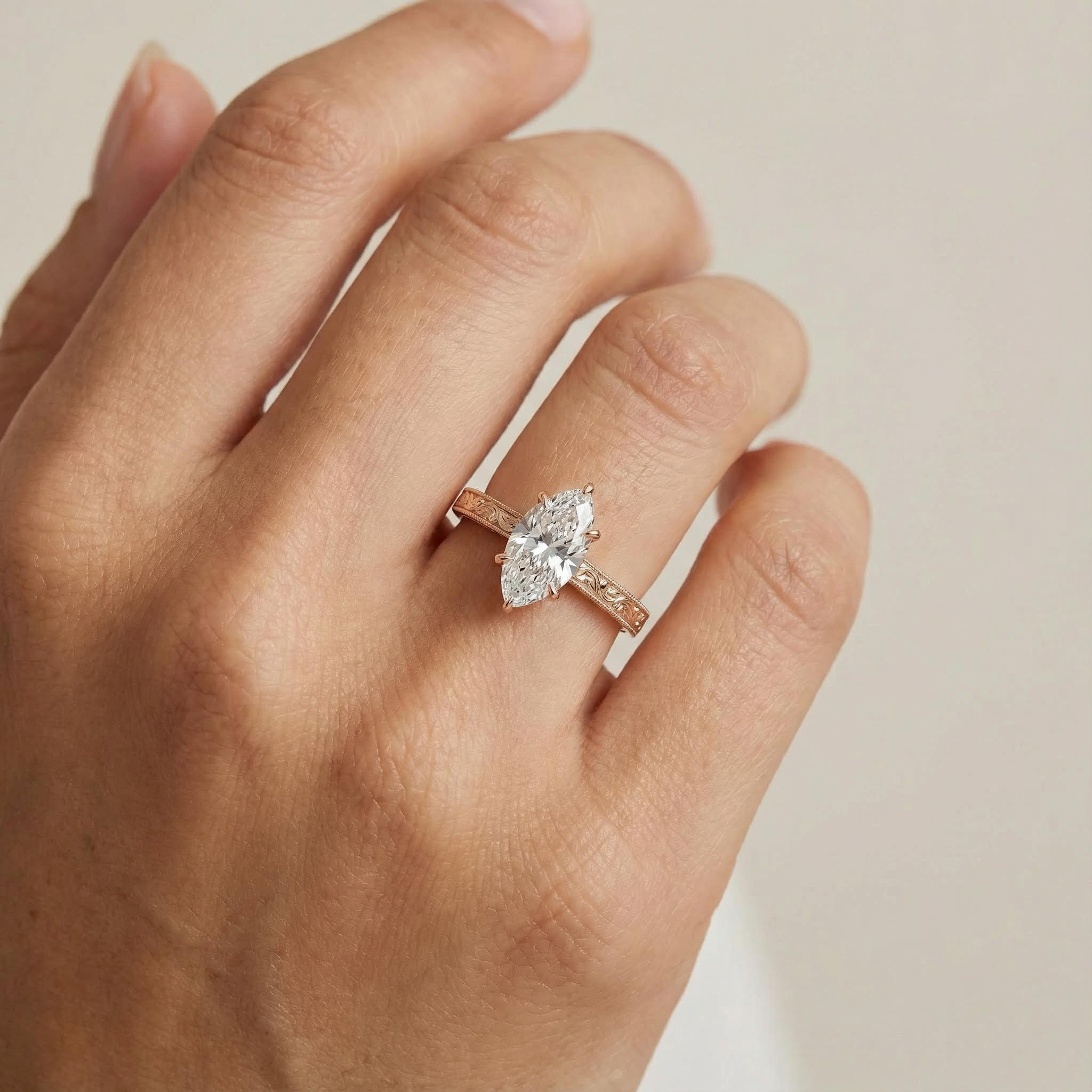 Marquise Cut Vvs Moissanite Vintage Engagement Ring With Iced Out Shine - Image 5