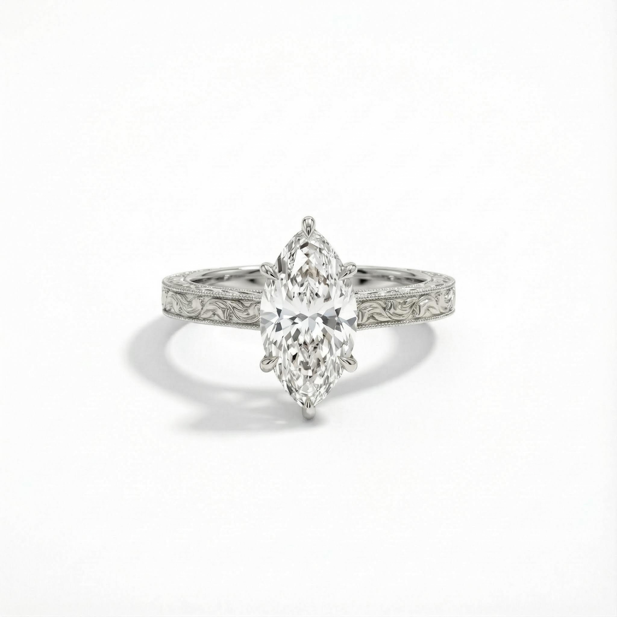 Marquise Cut Vvs Moissanite Vintage Engagement Ring With Iced Out Shine - Image 6