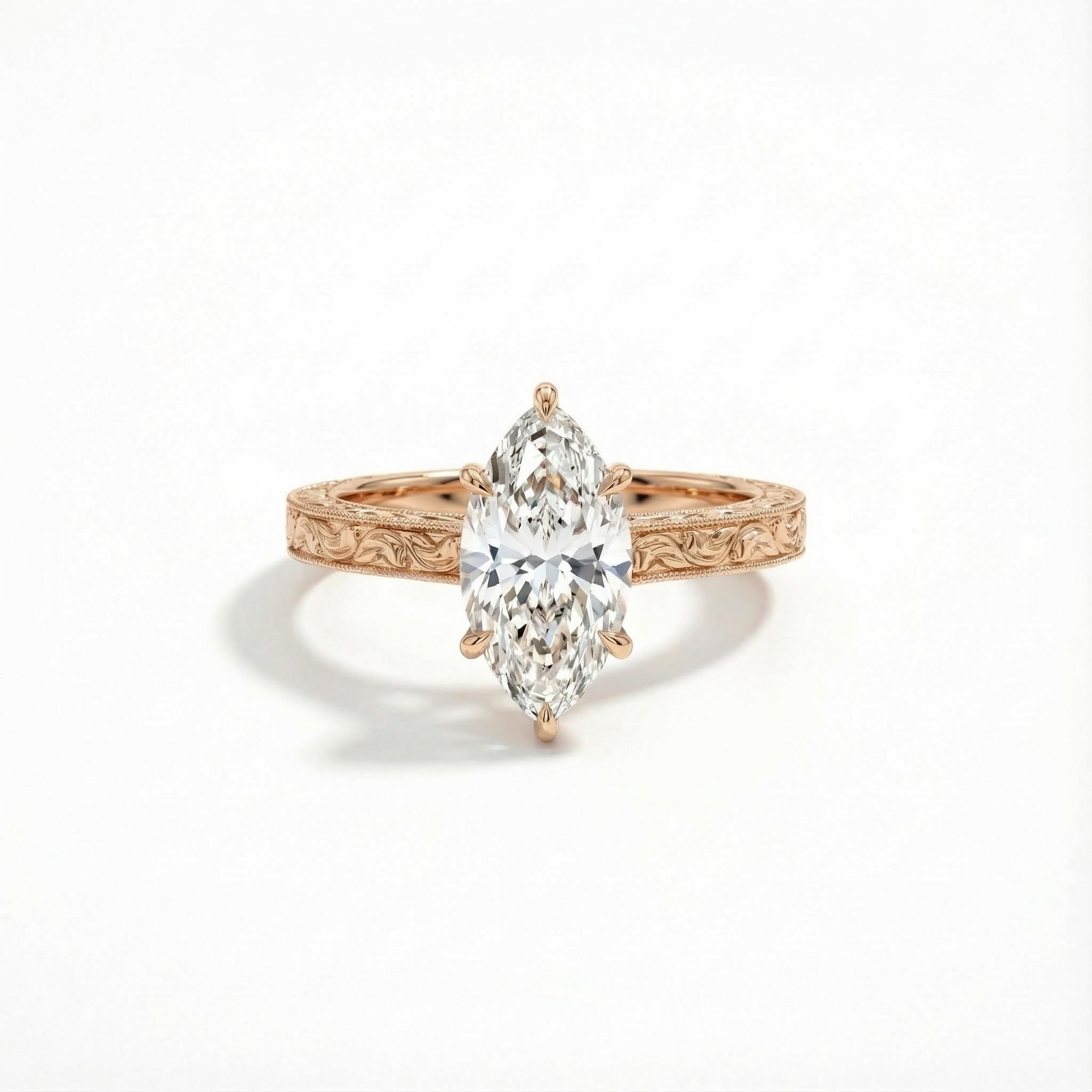 Marquise Cut Vvs Moissanite Vintage Engagement Ring With Iced Out Shine - Image 7