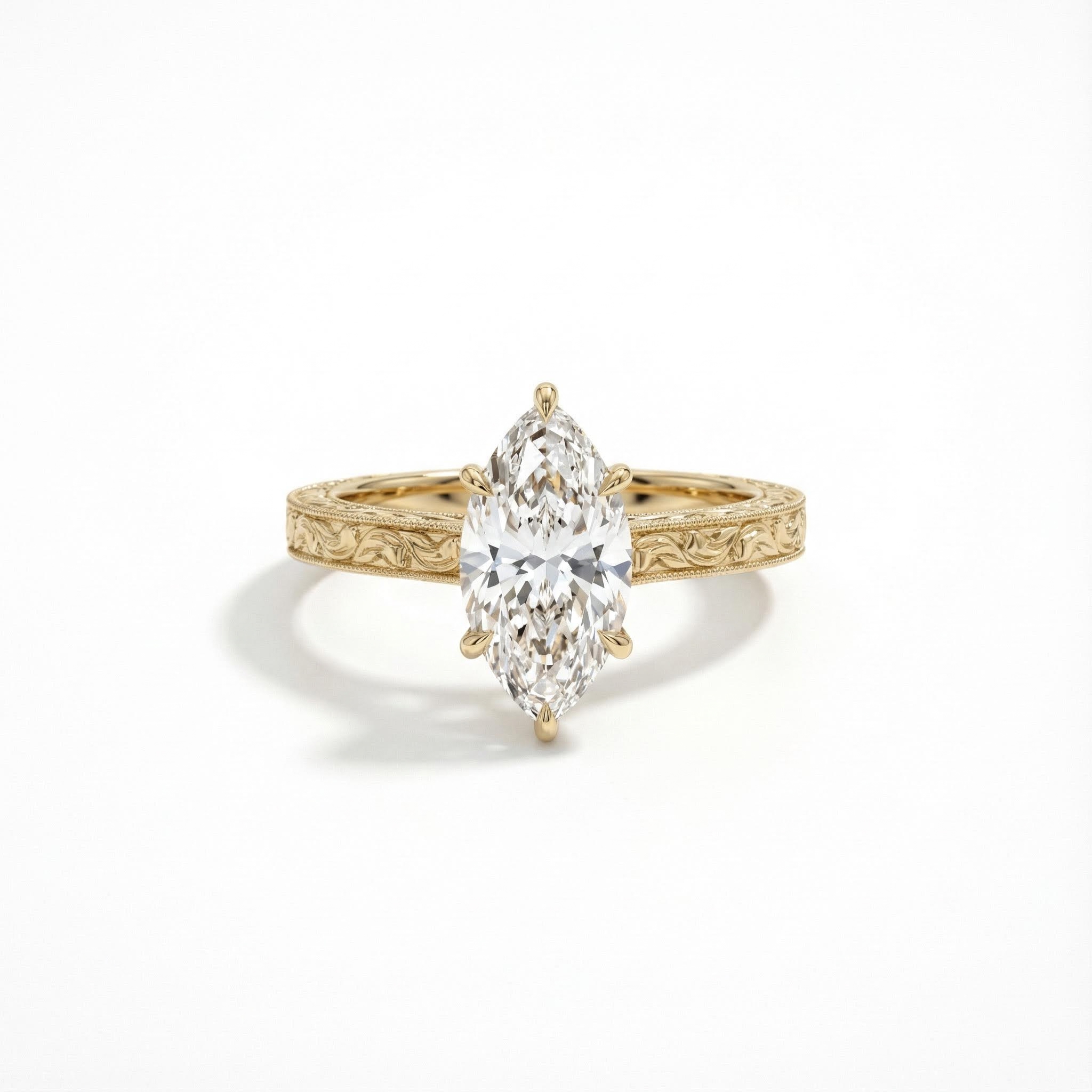 Marquise Cut Vvs Moissanite Vintage Engagement Ring With Iced Out Shine