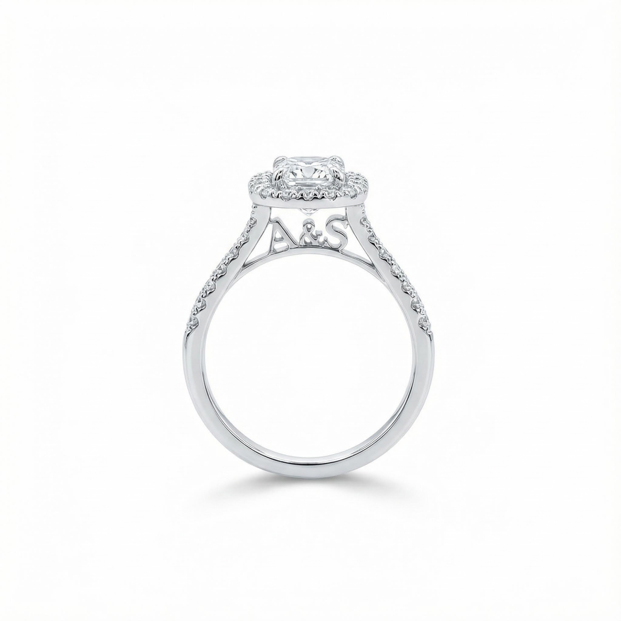 2.86ct. Tw. Personalized Initial Letter Cushion Cut Vvs Moissanite