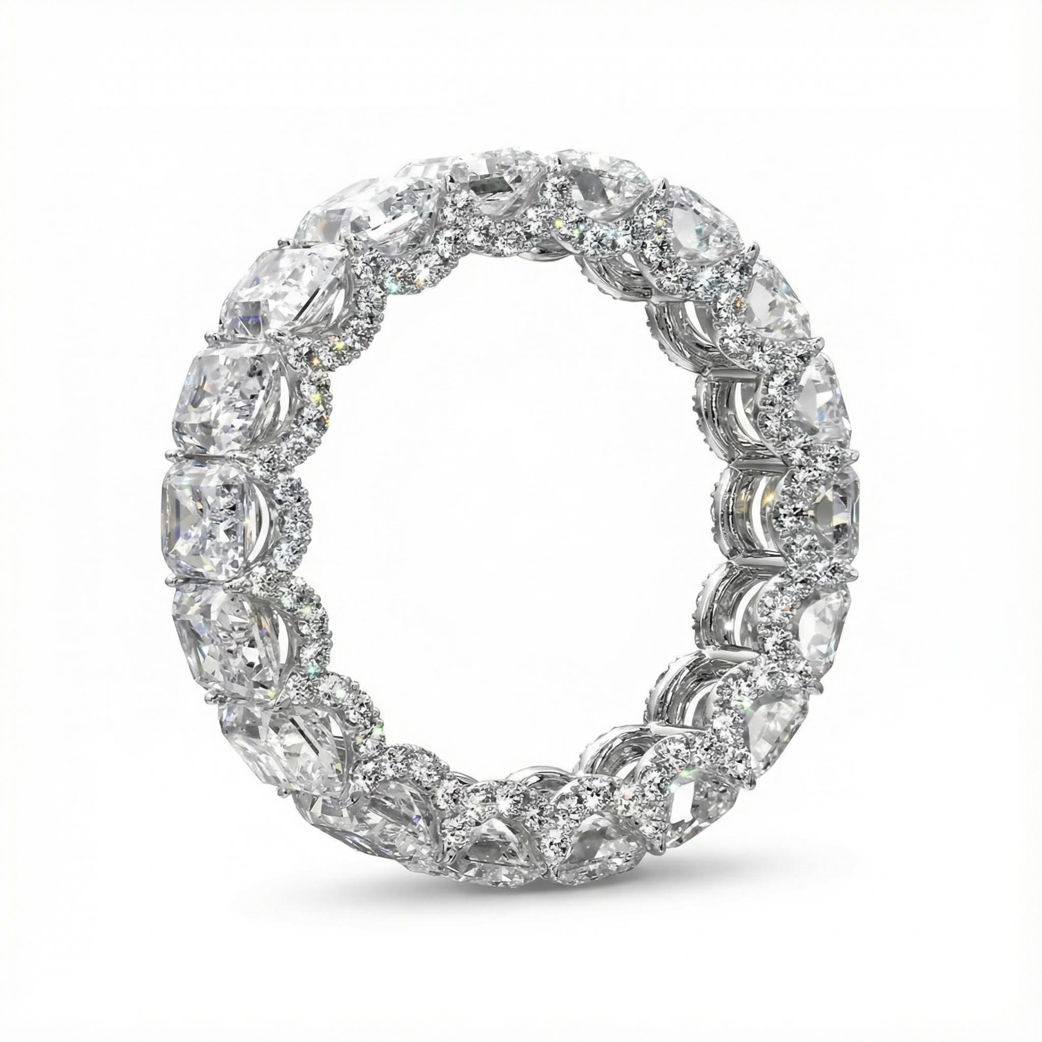 Radiant Cut Vvs Moissanite Pave Eternity Wedding Band Iced Out - Image 3