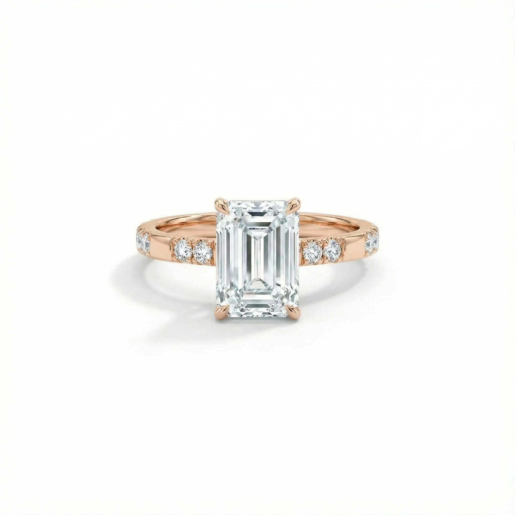 Emerald Cut Vvs Moissanite Side Stone Engagement Ring Iced Out - Image 3