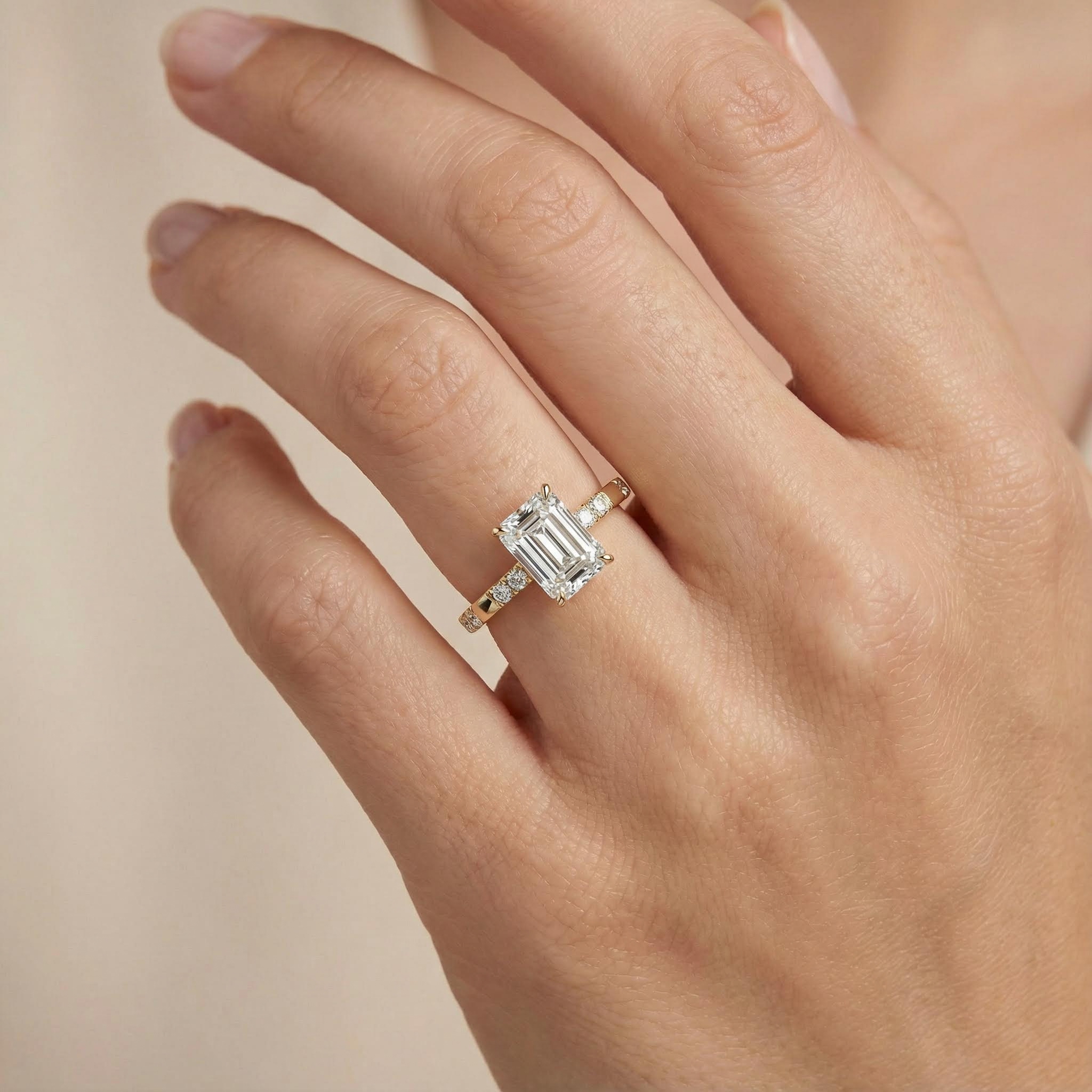 Emerald Cut Vvs Moissanite Side Stone Engagement Ring Iced Out - Image 5