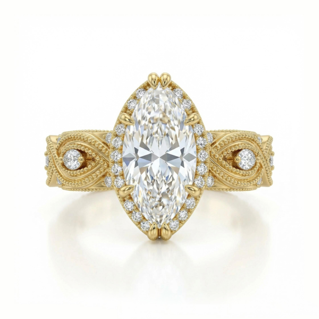 2.6ct. Tw. Vintage Twisted Marquise Cut Vvs Moissanite S925 Silver - Image 3