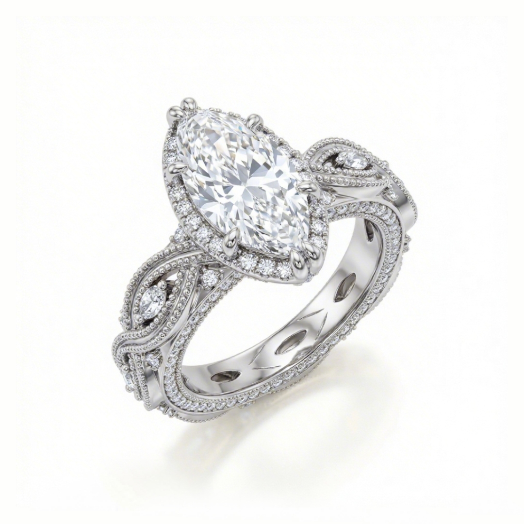 2.6ct. Tw. Vintage Twisted Marquise Cut Vvs Moissanite S925 Silver - Image 4