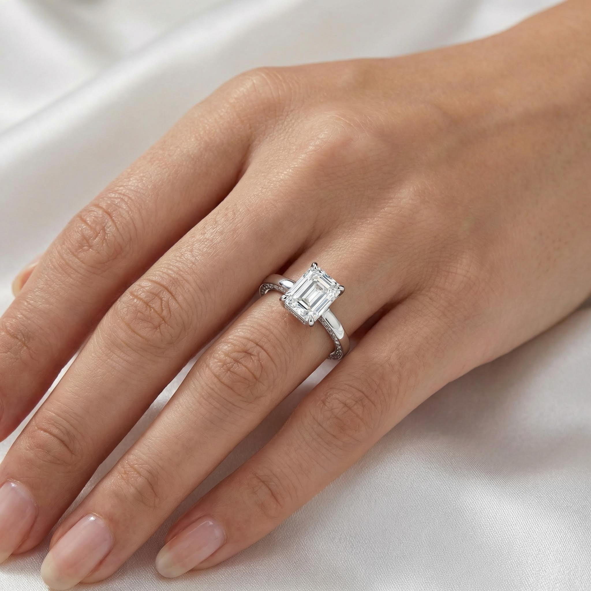 10.96ct. Tw. Halo-set Emerald Cut Vvs Moissanite S925 Silver Engagement - Image 3