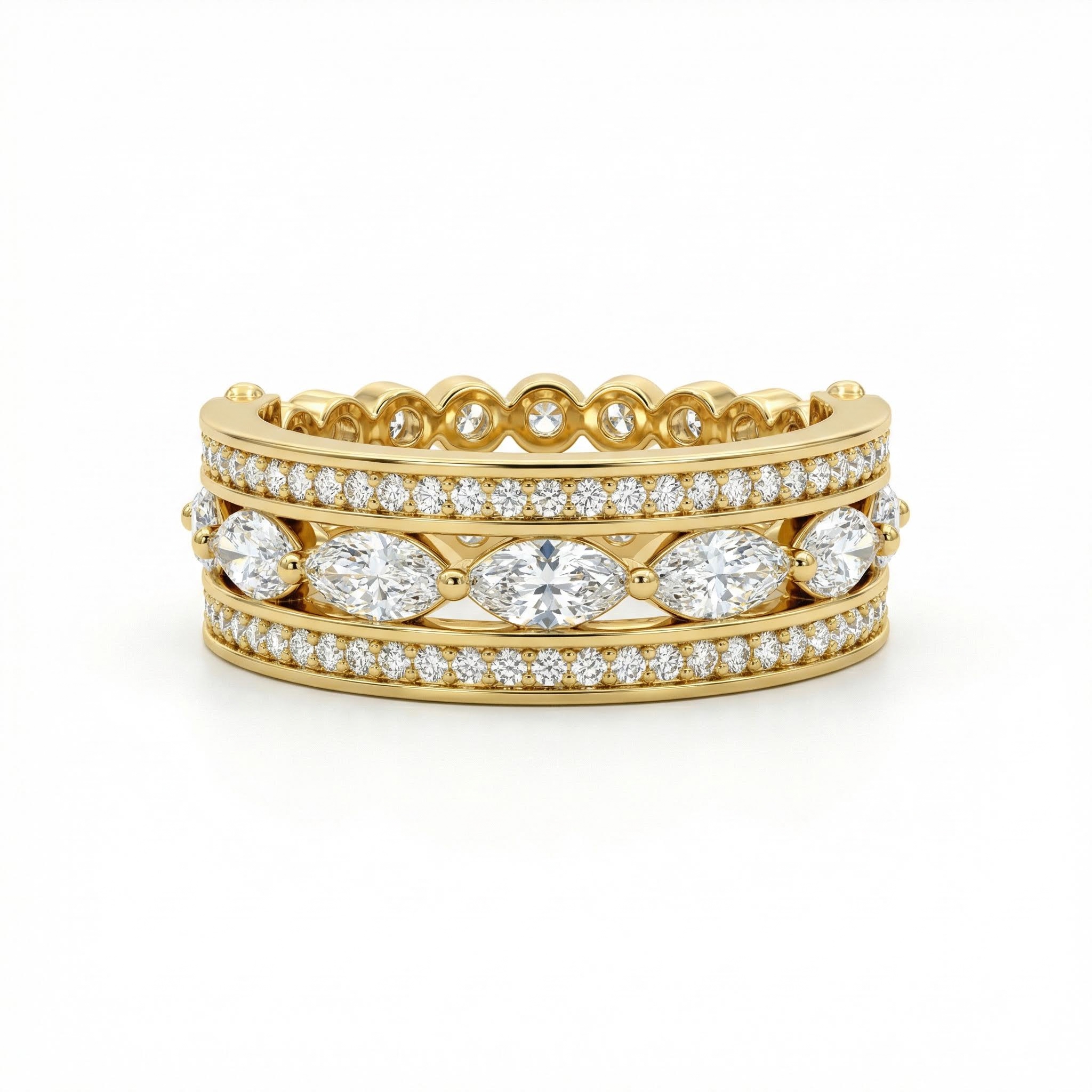 1.66ct. Tw. 3-in-1 Double-band Marquise Cut Vvs Moissanite S925 Silver Ring - Image 3