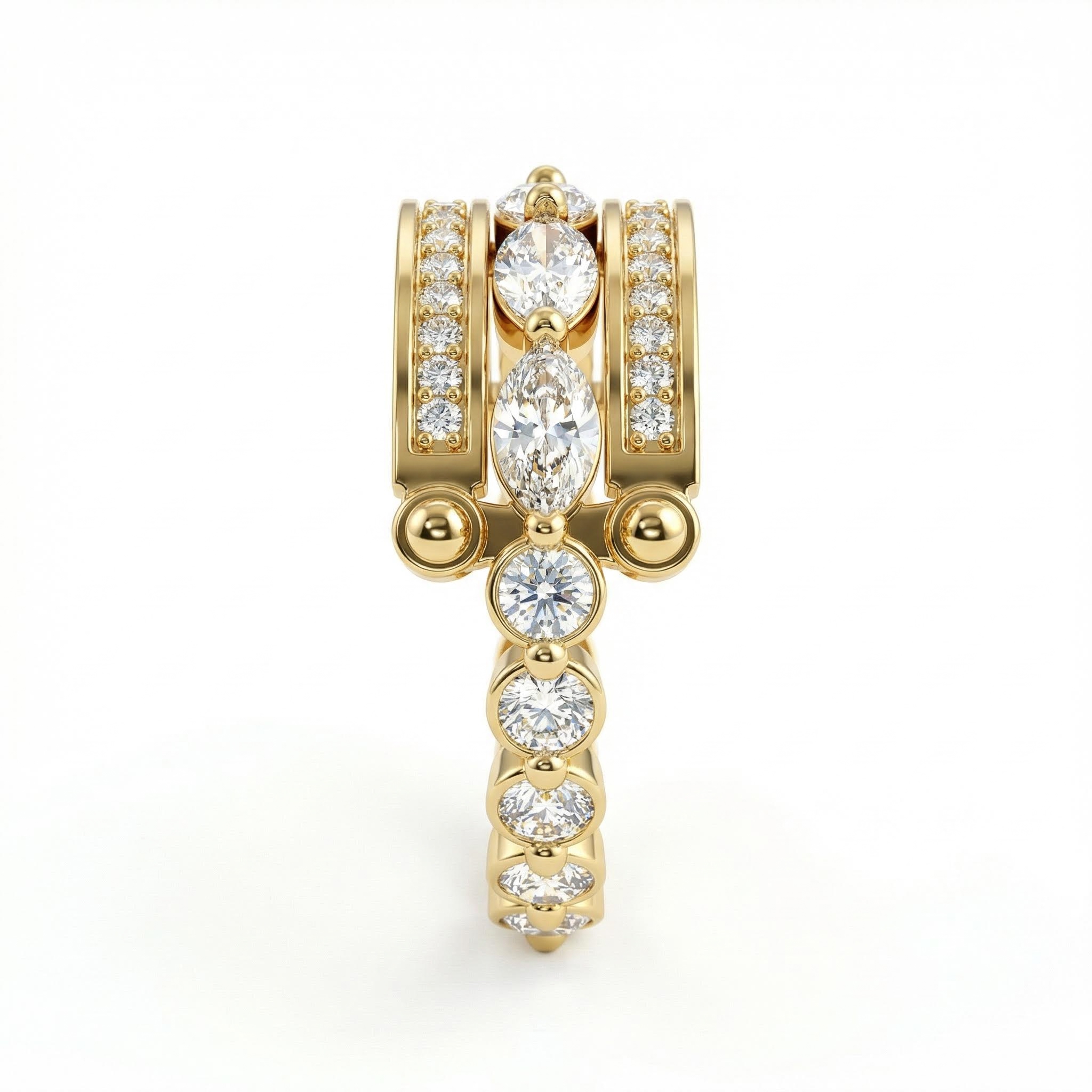 1.66ct. Tw. 3-in-1 Double-band Marquise Cut Vvs Moissanite S925 Silver Ring - Image 4