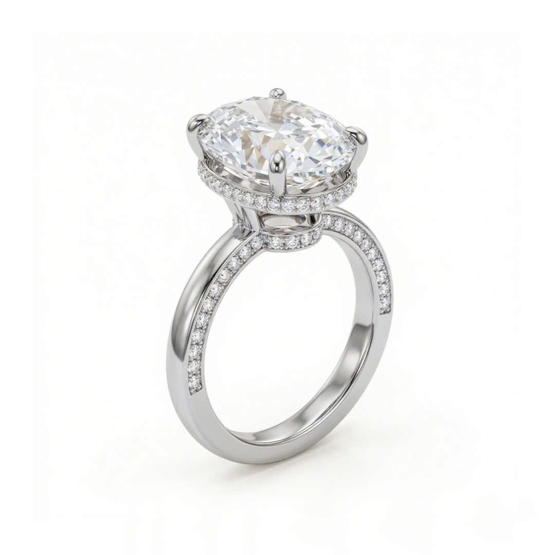 10.54ct. Tw. Oval Cut Halo Pavé-set Vvs Moissanite S925 Silver Engagement - Image 3