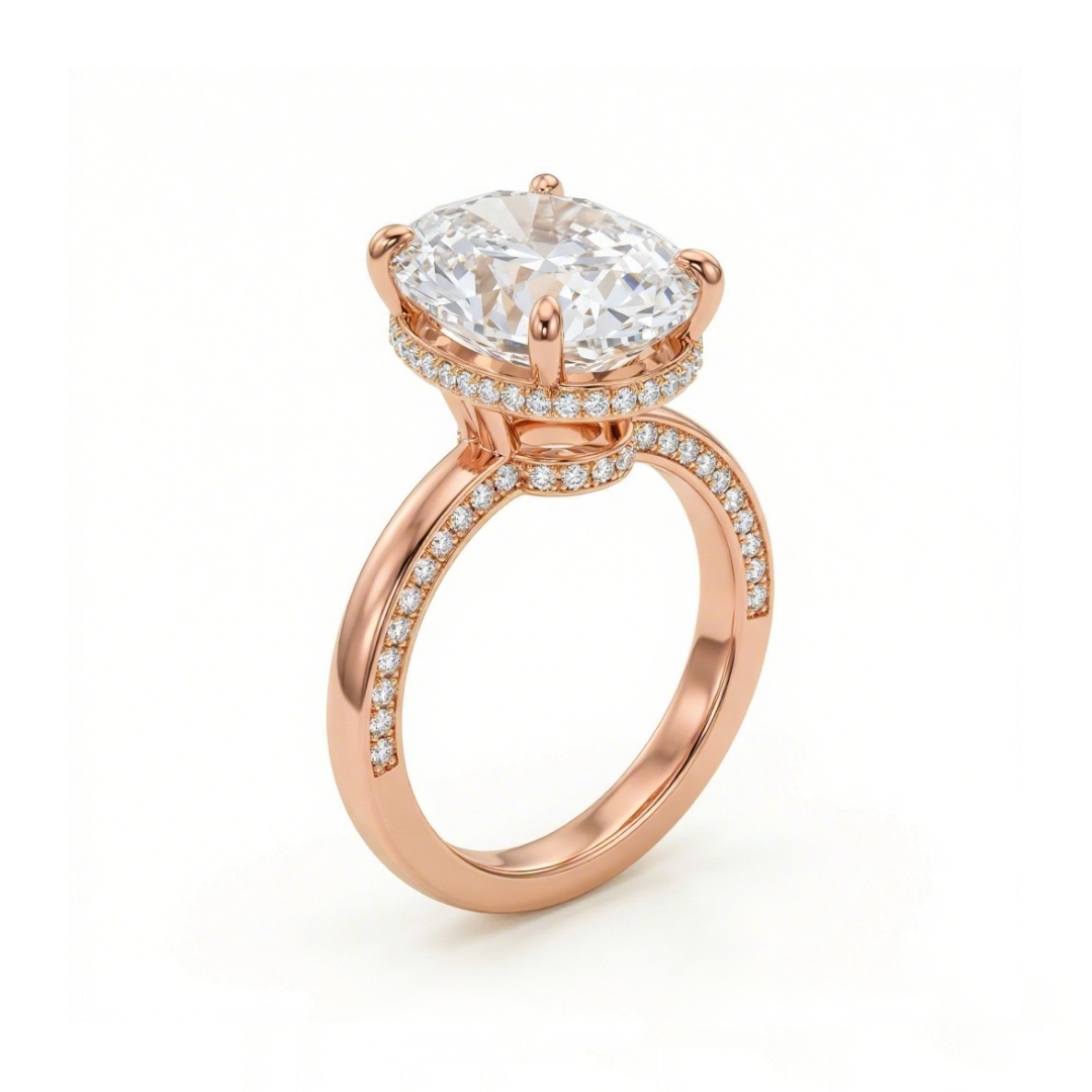 10.54ct. Tw. Oval Cut Halo Pavé-set Vvs Moissanite S925 Silver Engagement - Image 4
