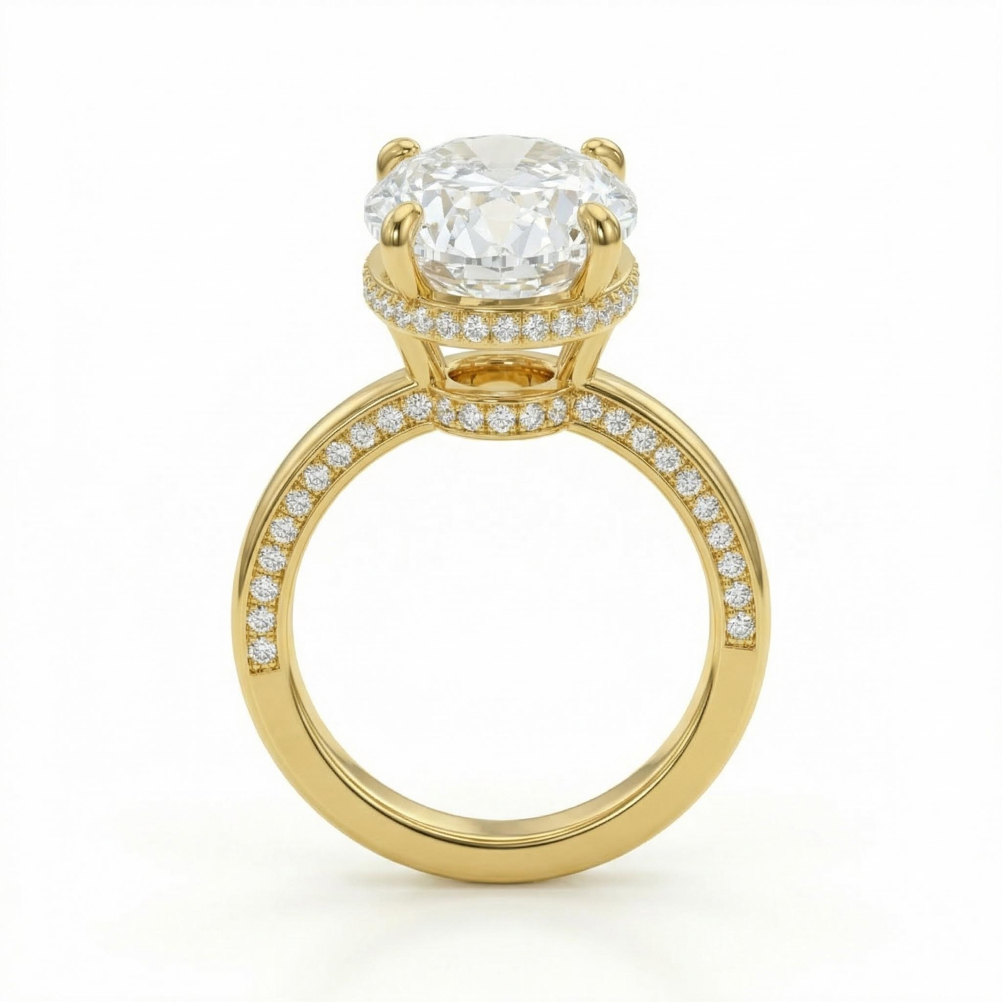 10.54ct. Tw. Oval Cut Halo Pavé-set Vvs Moissanite S925 Silver Engagement - Image 5
