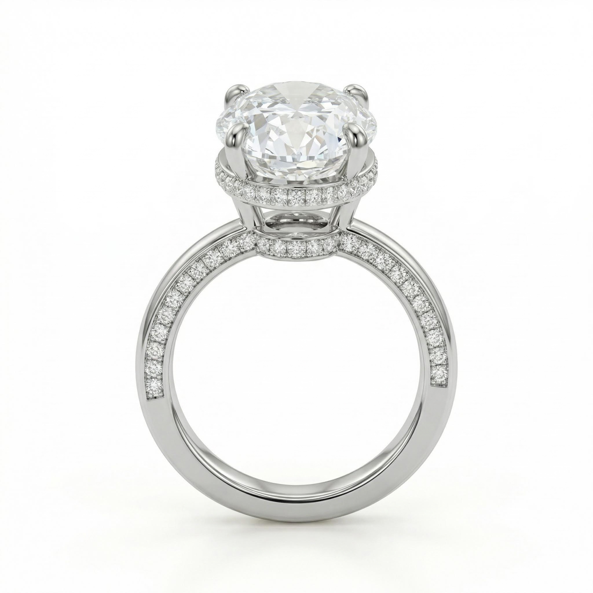 10.54ct. Tw. Oval Cut Halo Pavé-set Vvs Moissanite S925 Silver Engagement - Image 6