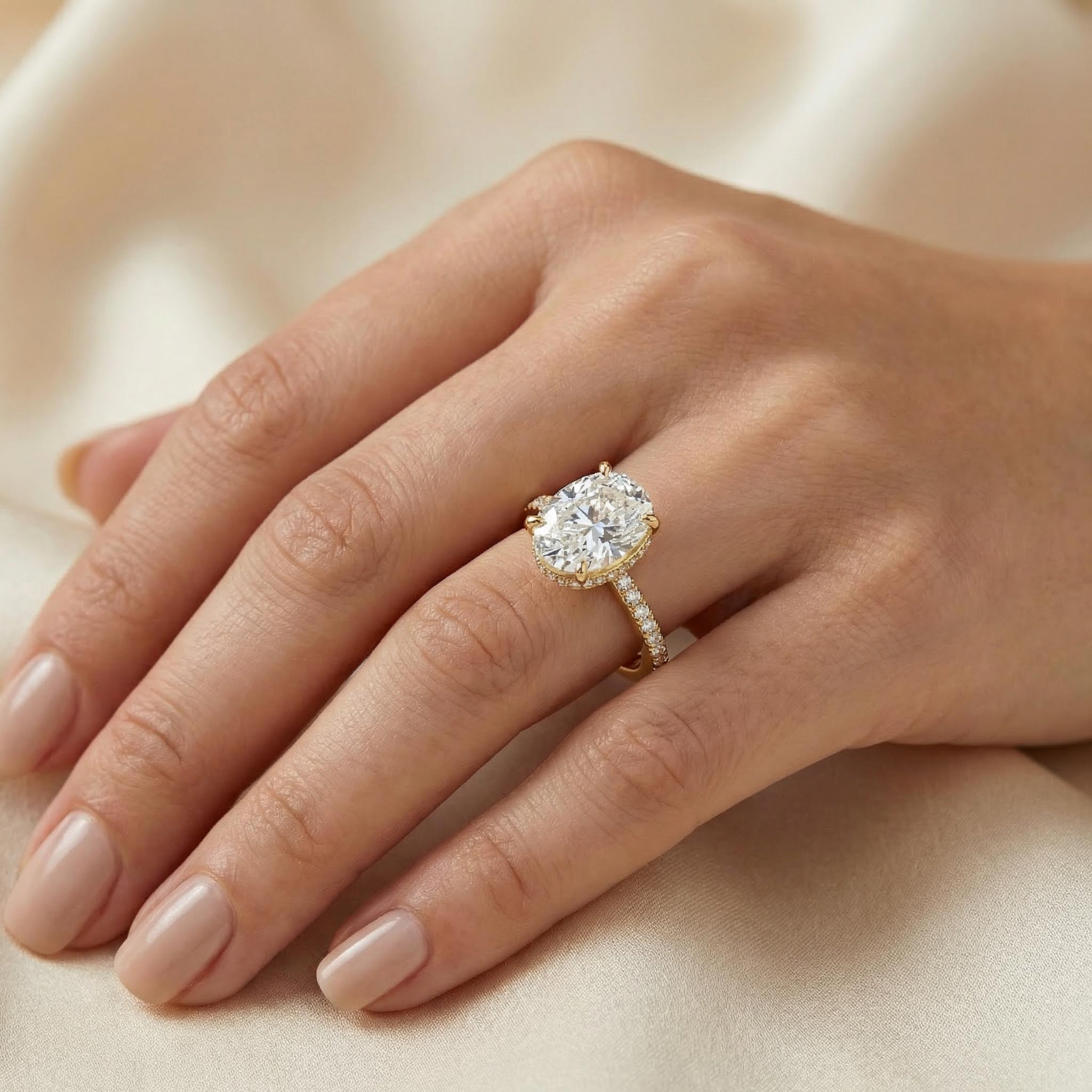 10.54ct. Tw. Oval Cut Halo Pavé-set Vvs Moissanite S925 Silver Engagement - Image 7