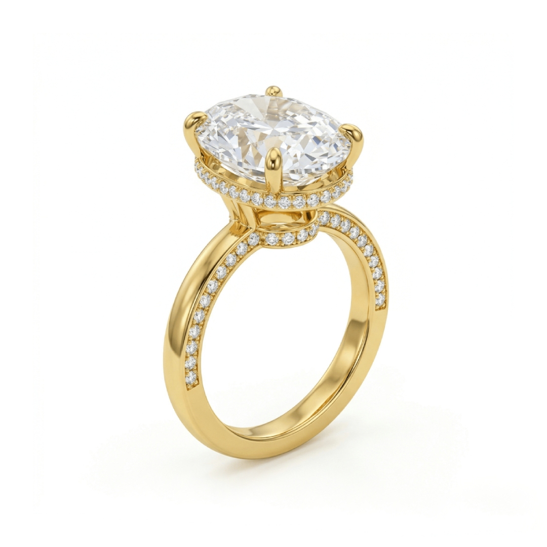 10.54ct. Tw. Oval Cut Halo Pavé-set Vvs Moissanite S925 Silver Engagement