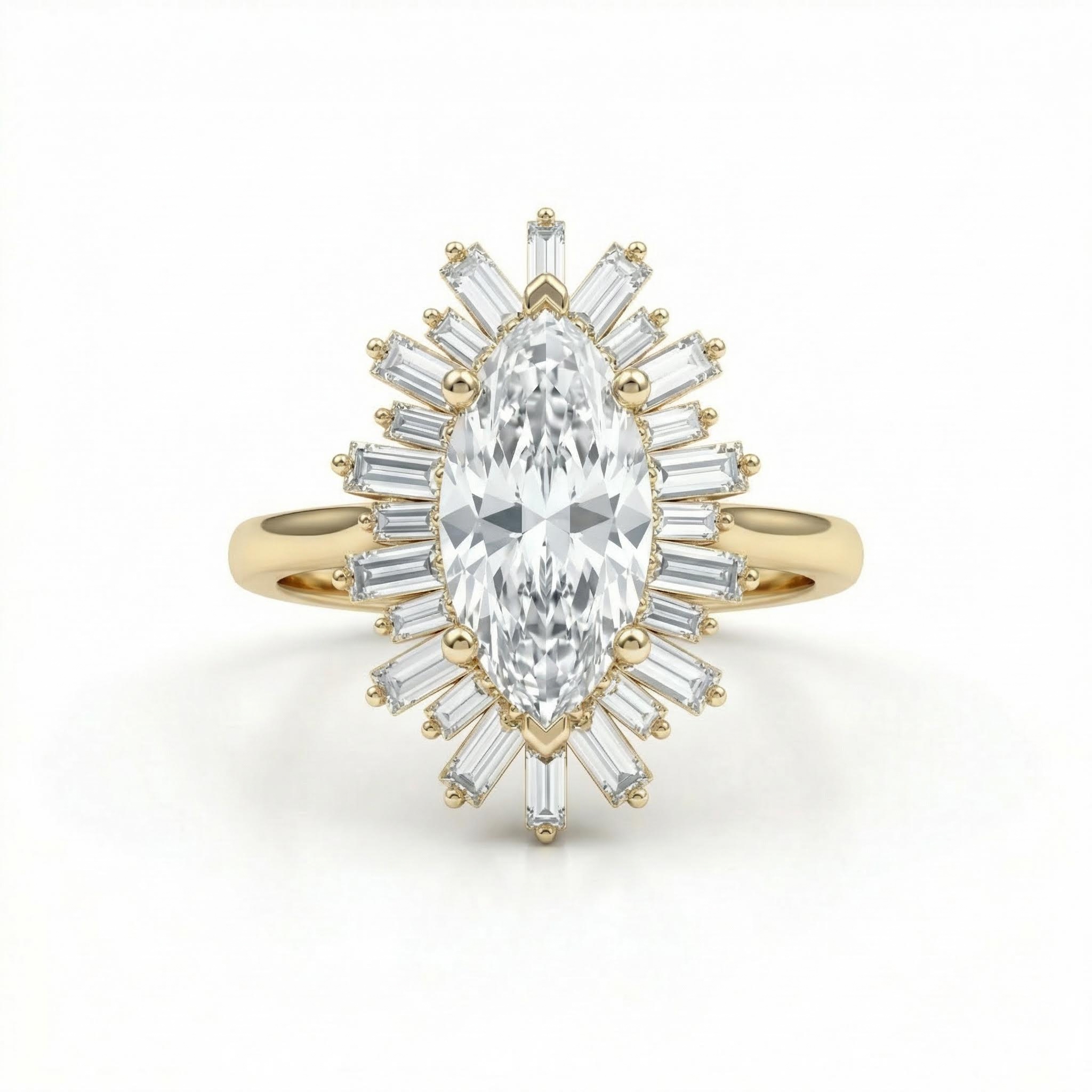 3.2ct. Tw. Halo-set Marquise Cut & Baguette Cut Vvs Moissanite S925 Silver - Image 5