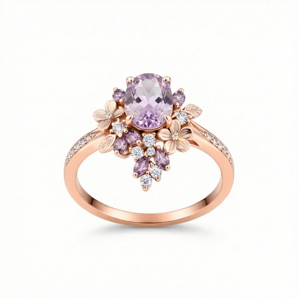 2.2ct. Tw. Wisteria Blooming Design Light Purple Oval Cut S925 Silver - Image 3