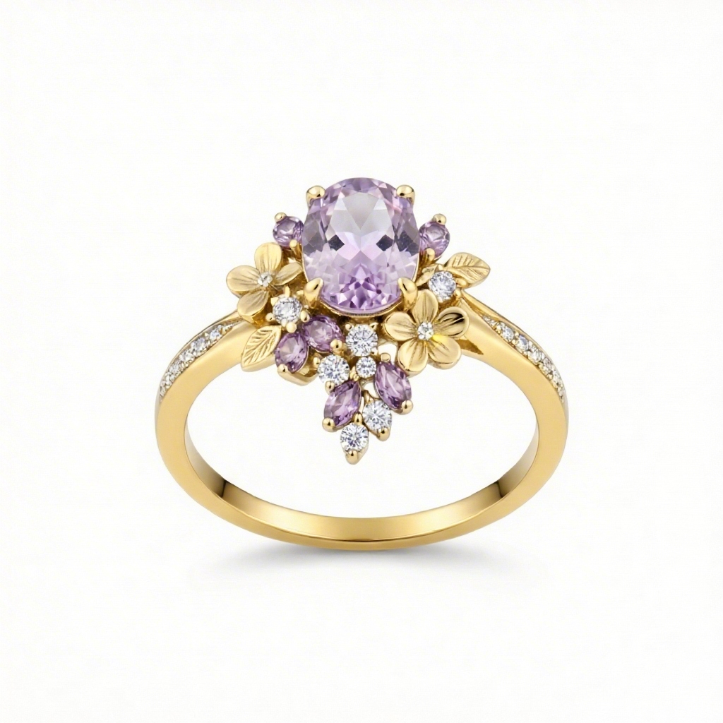 2.2ct. Tw. Wisteria Blooming Design Light Purple Oval Cut S925 Silver - Image 4