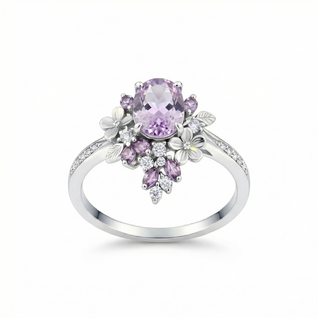 2.2ct. Tw. Wisteria Blooming Design Light Purple Oval Cut S925 Silver