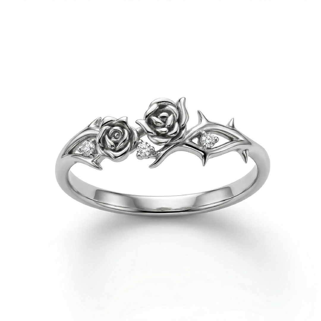 Rose Thorn Vvs Moissanite S925 Silver Daily Ring With Iced Out Shine