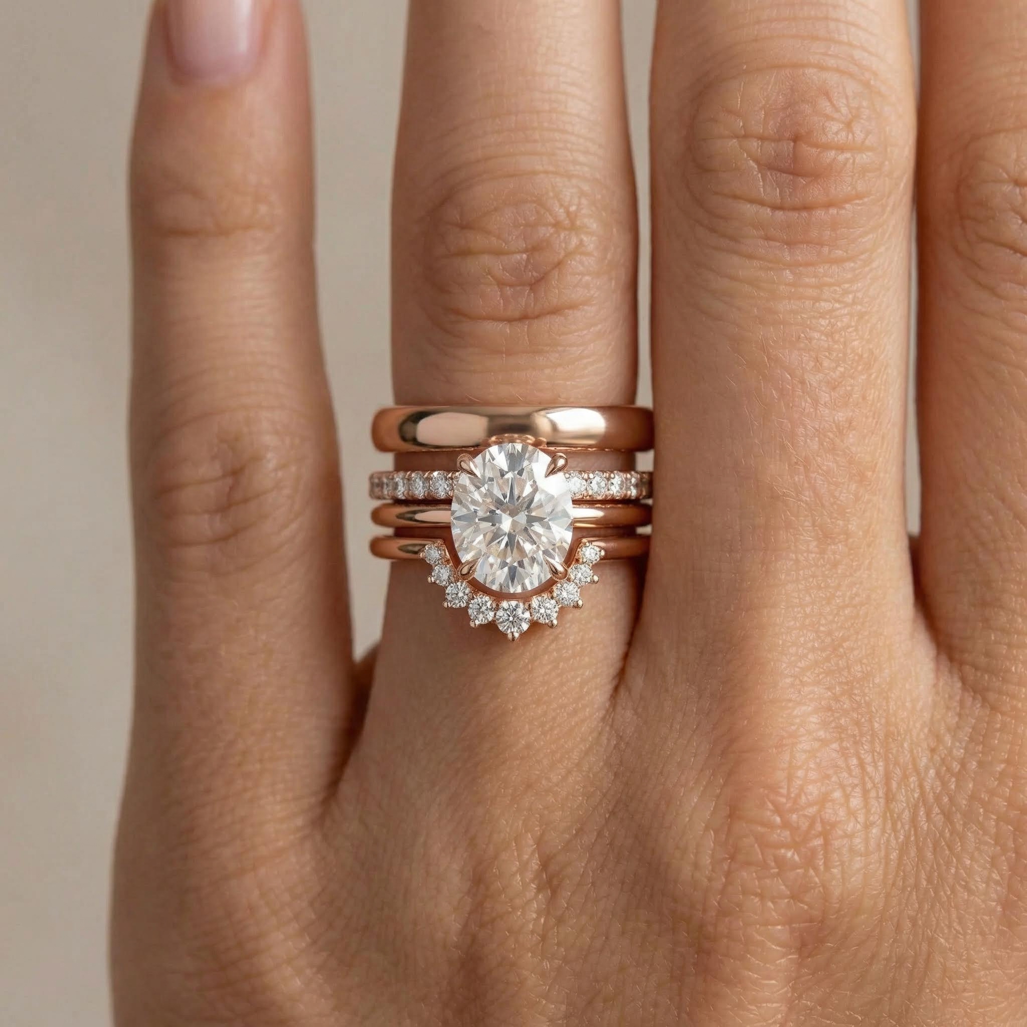 3.2ct. Tw. Stackable Oval Cut Vvs Moissanite S925 Silver Wedding Ring - Image 4