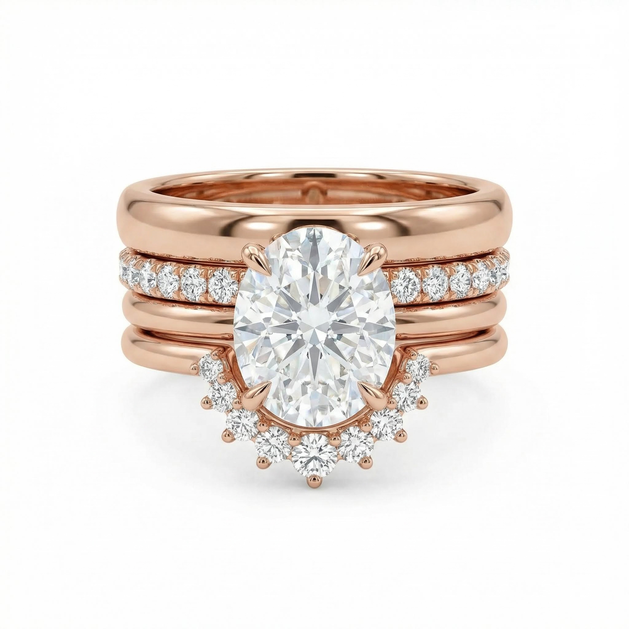 3.2ct. Tw. Stackable Oval Cut Vvs Moissanite S925 Silver Wedding Ring