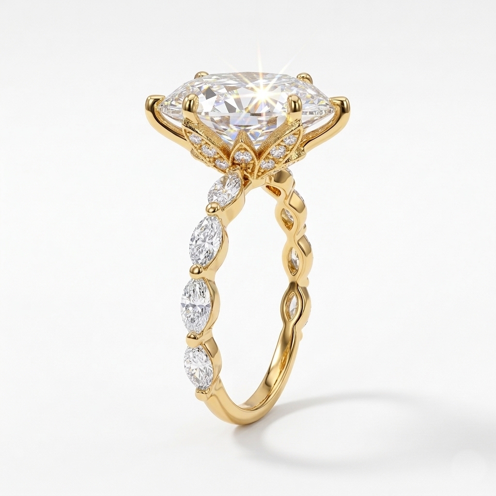 5.64ct. Tw. Dazzling Oval With Marquise Cut Vvs Moissanite S925 Silver - Image 4