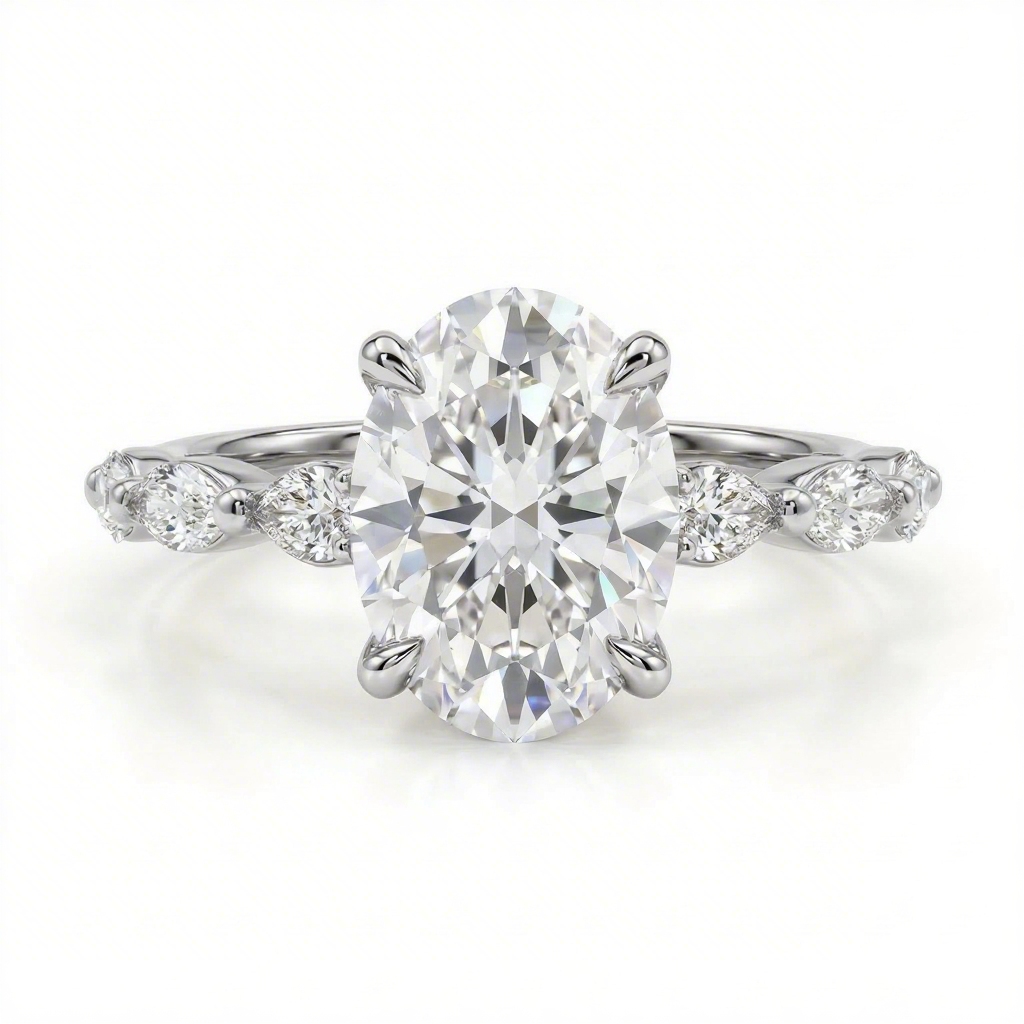 5.64ct. Tw. Dazzling Oval With Marquise Cut Vvs Moissanite S925 Silver - Image 5