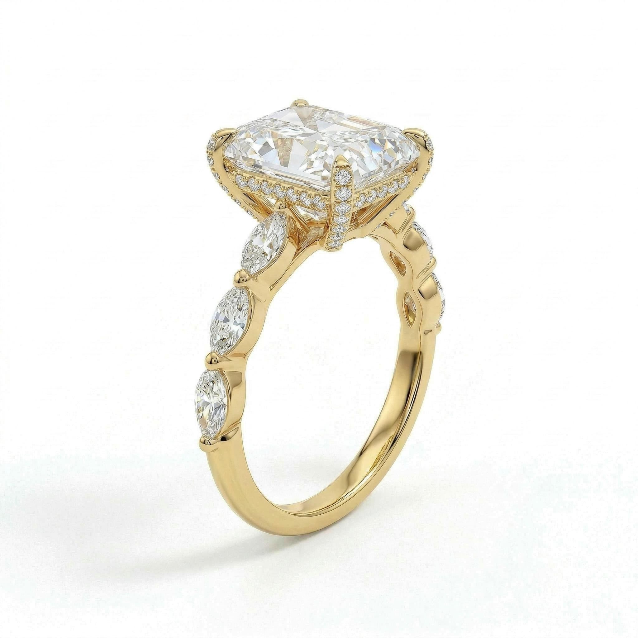 4.56ct. Tw. Radiant With Marquise Cut Vvs Moissanite S925 Silver Engagement - Image 4