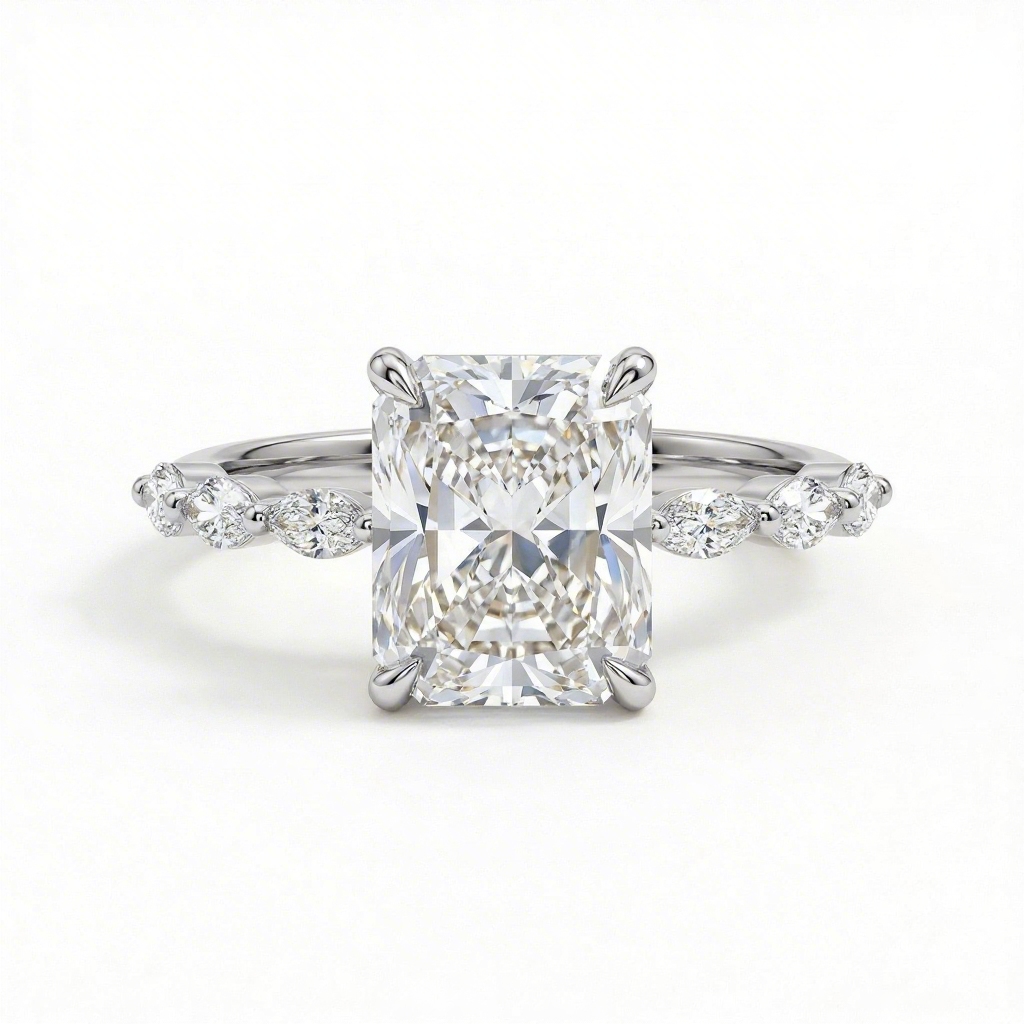 4.56ct. Tw. Radiant With Marquise Cut Vvs Moissanite S925 Silver Engagement - Image 5