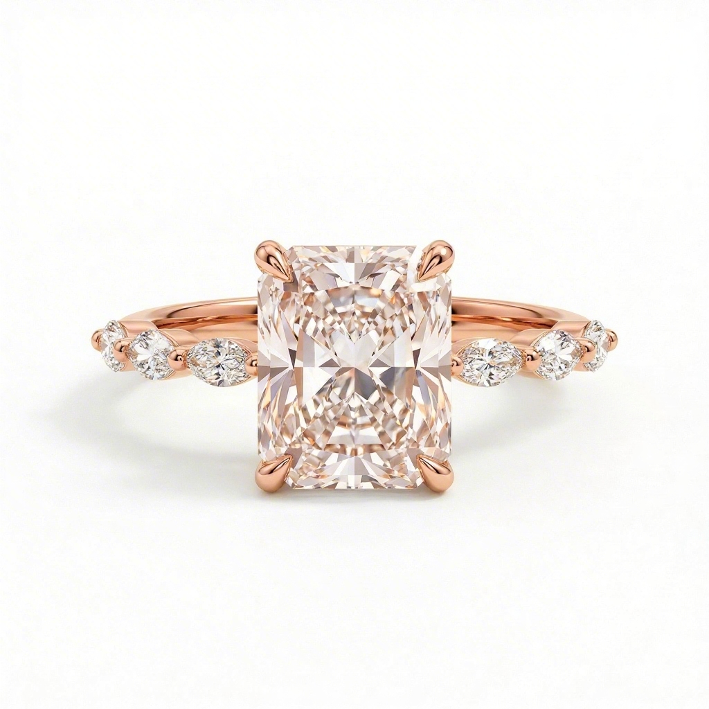 4.56ct. Tw. Radiant With Marquise Cut Vvs Moissanite S925 Silver Engagement - Image 6